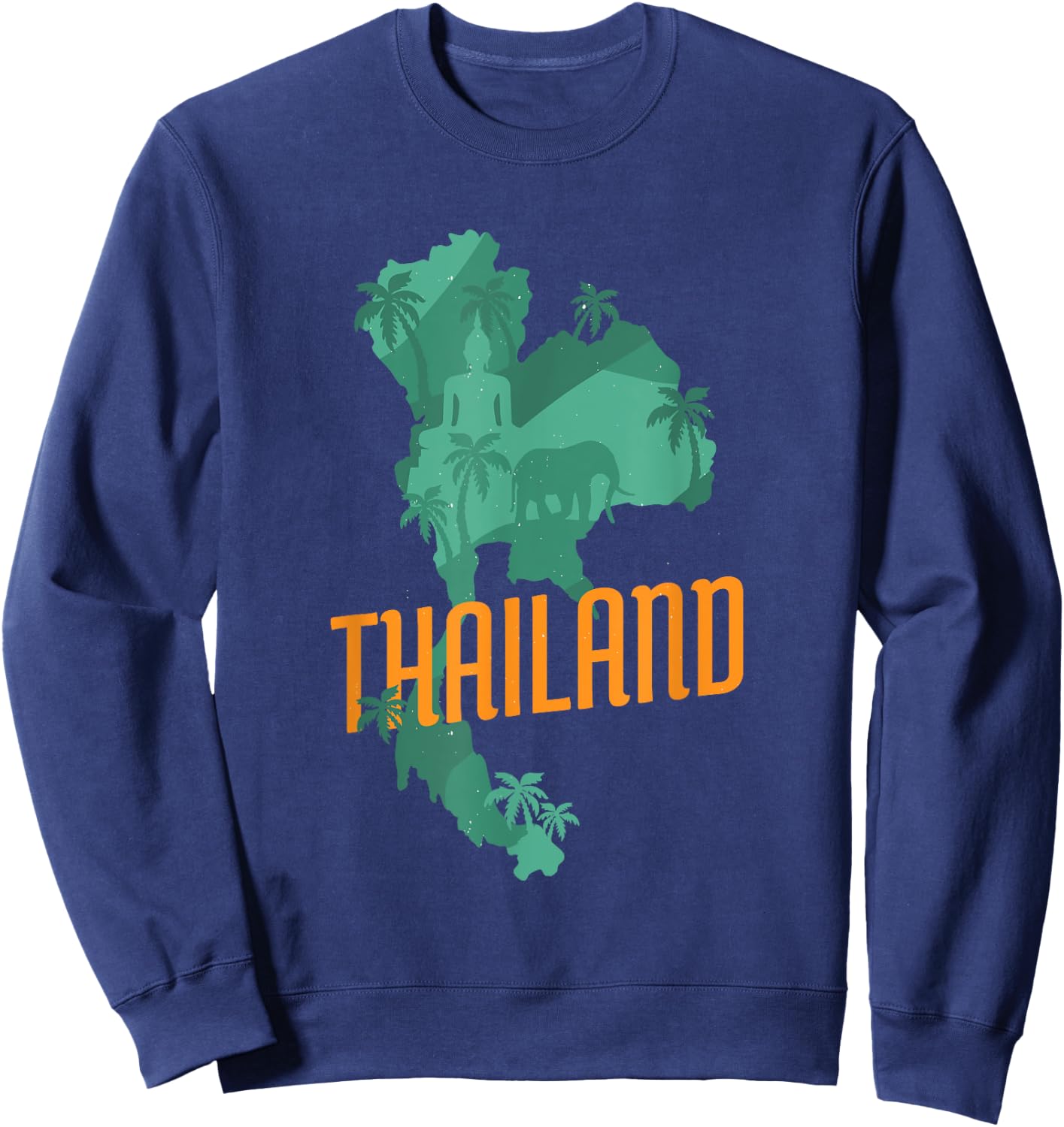 Patriotic Thai National Thailand Map Buddha Statue Elephant Women Kids Men Sweatshirt - Sweatshirt | Navy