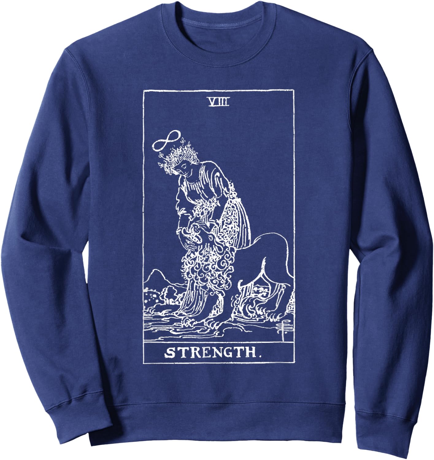 Strength Vintage Tarot Card - Cartomancy & Divination Gift Sweatshirt - Sweatshirt | Navy