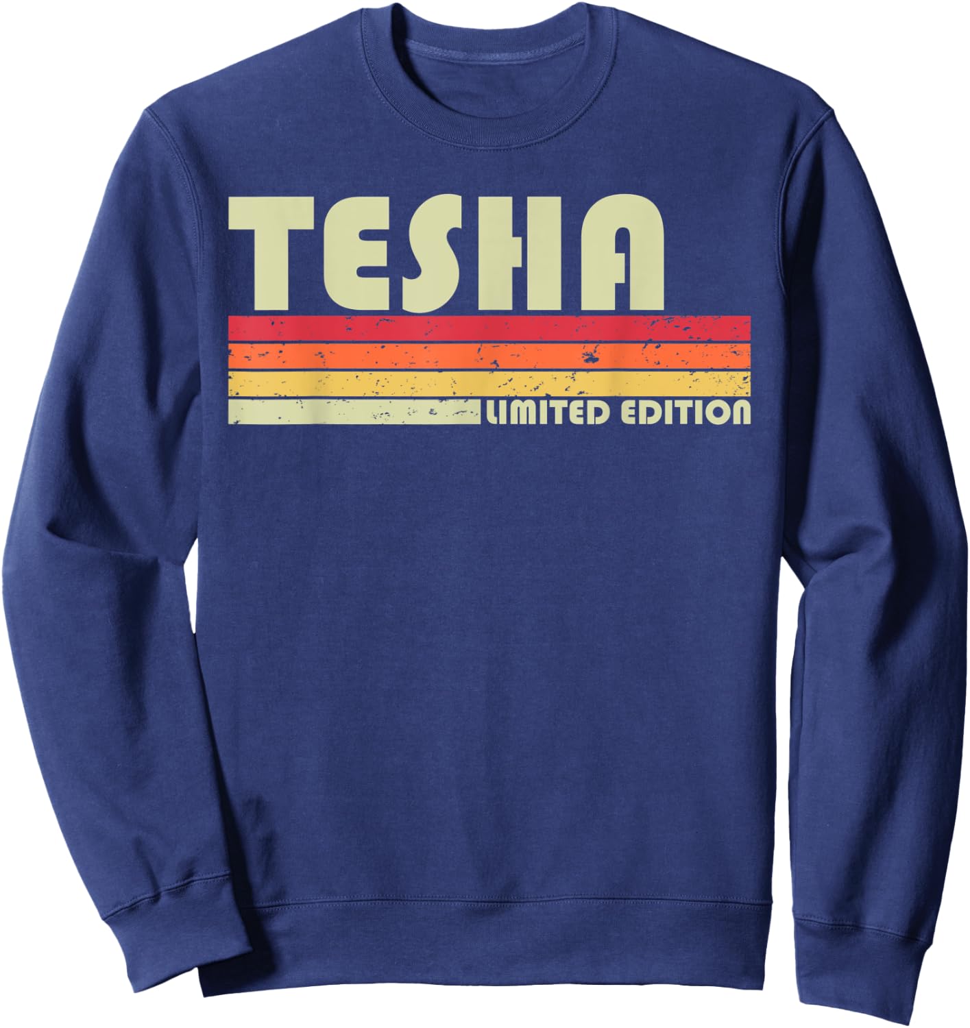 TESHA Name Personalized Retro Vintage 80s 90s Birthday Sweatshirt - Sweatshirt | Navy