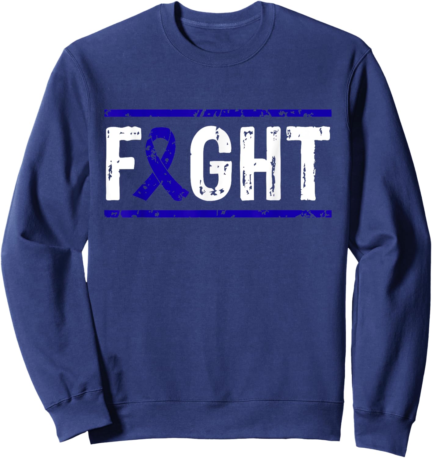 Rectal Cancer Awareness Fight Cancer Blue Ribbon Sweatshirt - Sweatshirt | Navy
