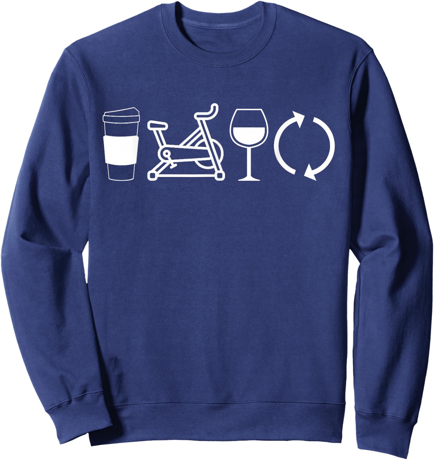 Coffee Spin Wine Repeat Funny Spinning Class Workout Gym Sweatshirt - Sweatshirt | Navy
