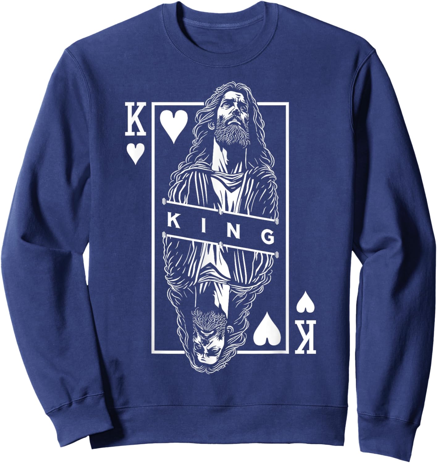 Jesus King Of Hearts Faith In Christ Christian Playing Card Sweatshirt - Sweatshirt | Navy