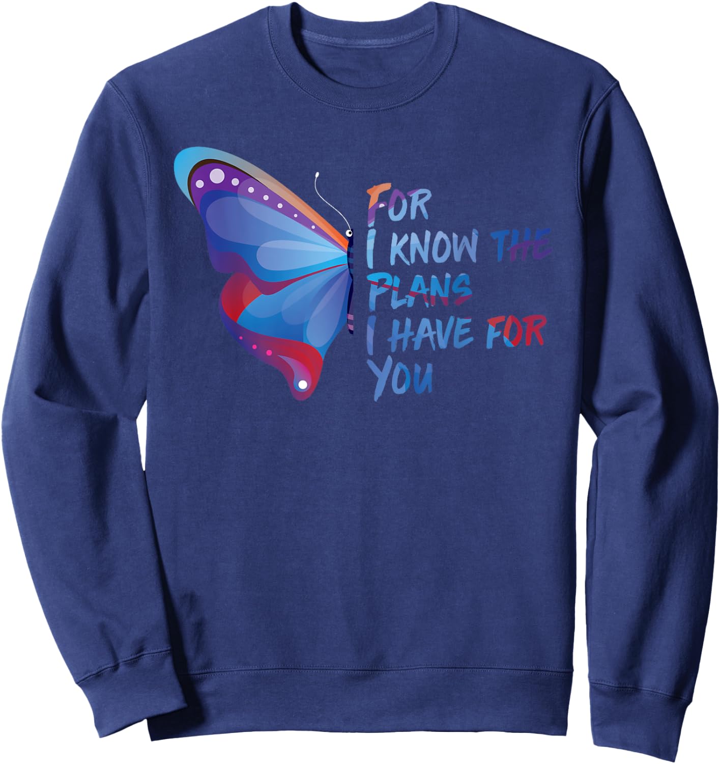 Bible Verse Quote Butterfly Motivational Christian Gifts Sweatshirt - Sweatshirt | Navy