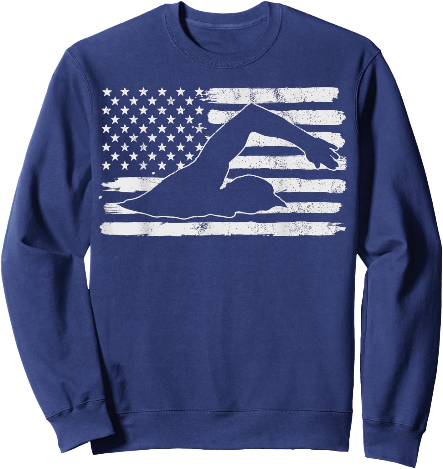 Vintage 4th Of July USA Flag Swimming Swim Sports Gift Women Kids Men Sweatshirt - Sweatshirt | Navy