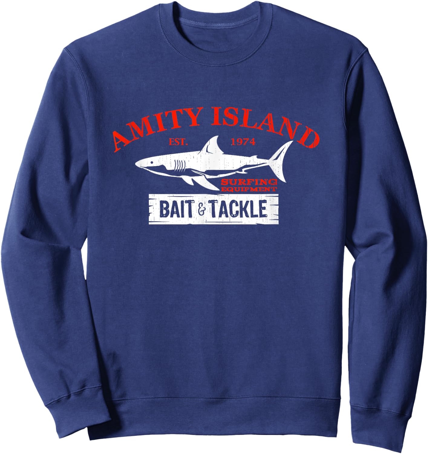Amity Island Bait and Tackle Retro Fishing Sweatshirt - Sweatshirt | Navy