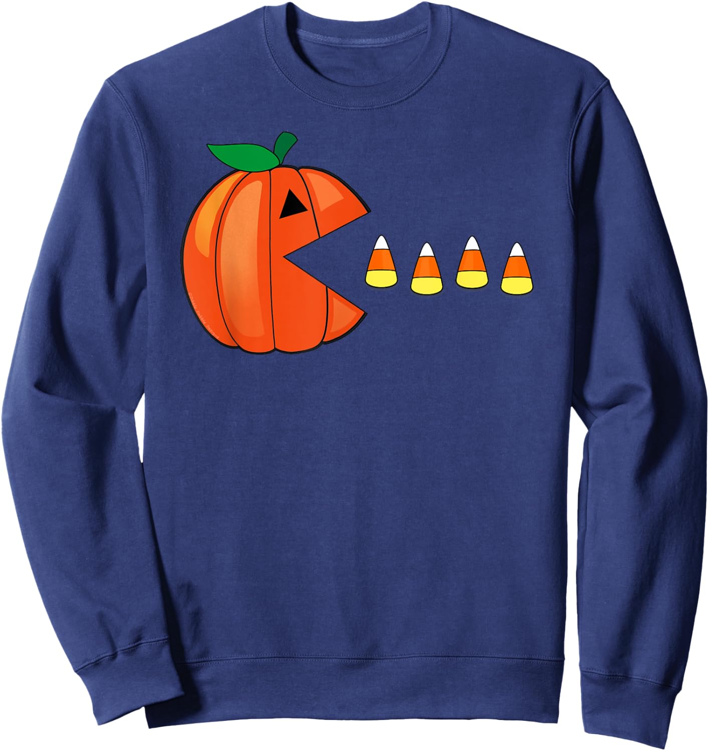 Funny Halloween Pumpkin Eating Candy Corn Sweatshirt - Sweatshirt | Navy