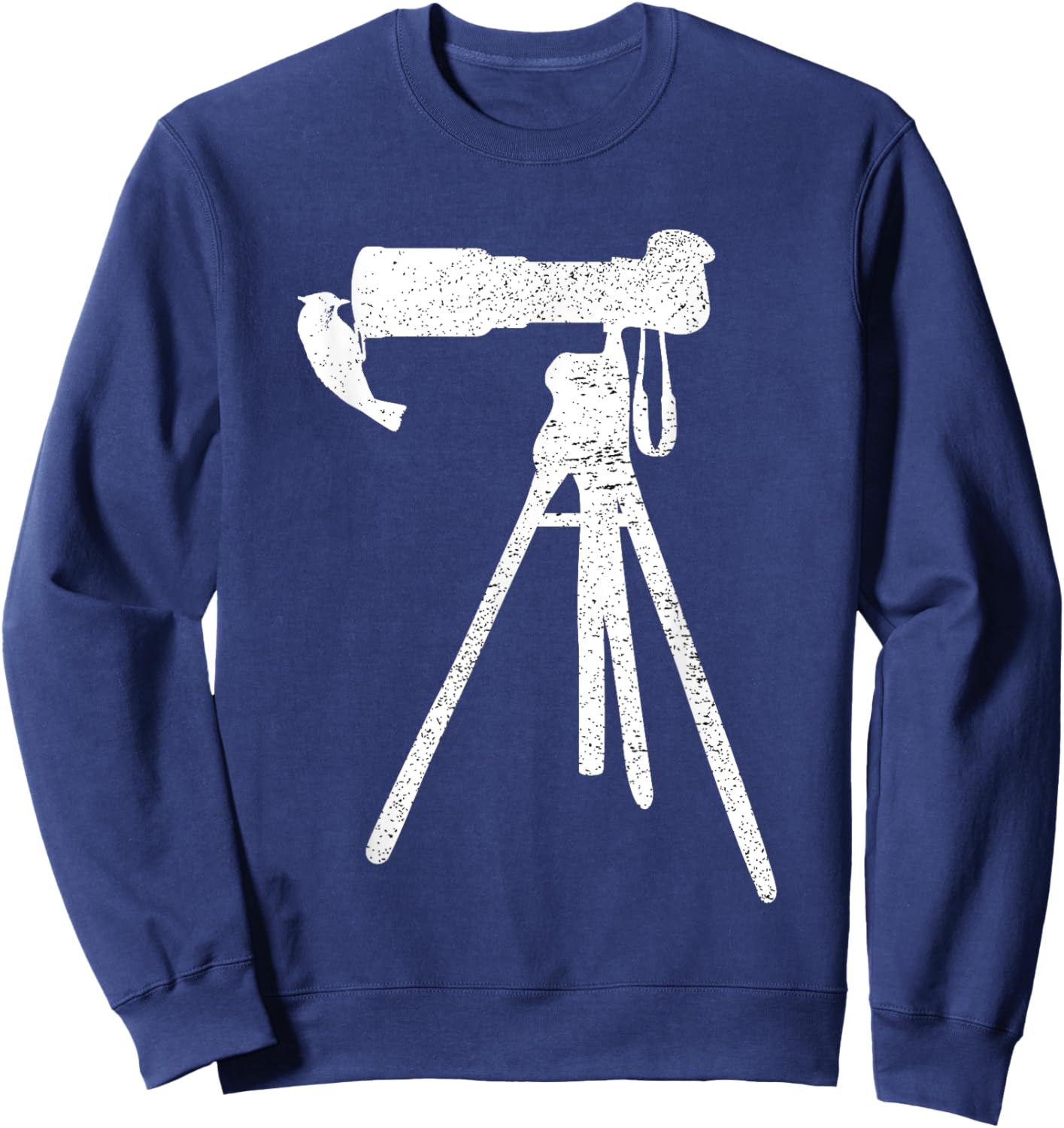 Retro Vintage Distressed Bird Photographer Wildlife Print Sweatshirt - Sweatshirt | Navy