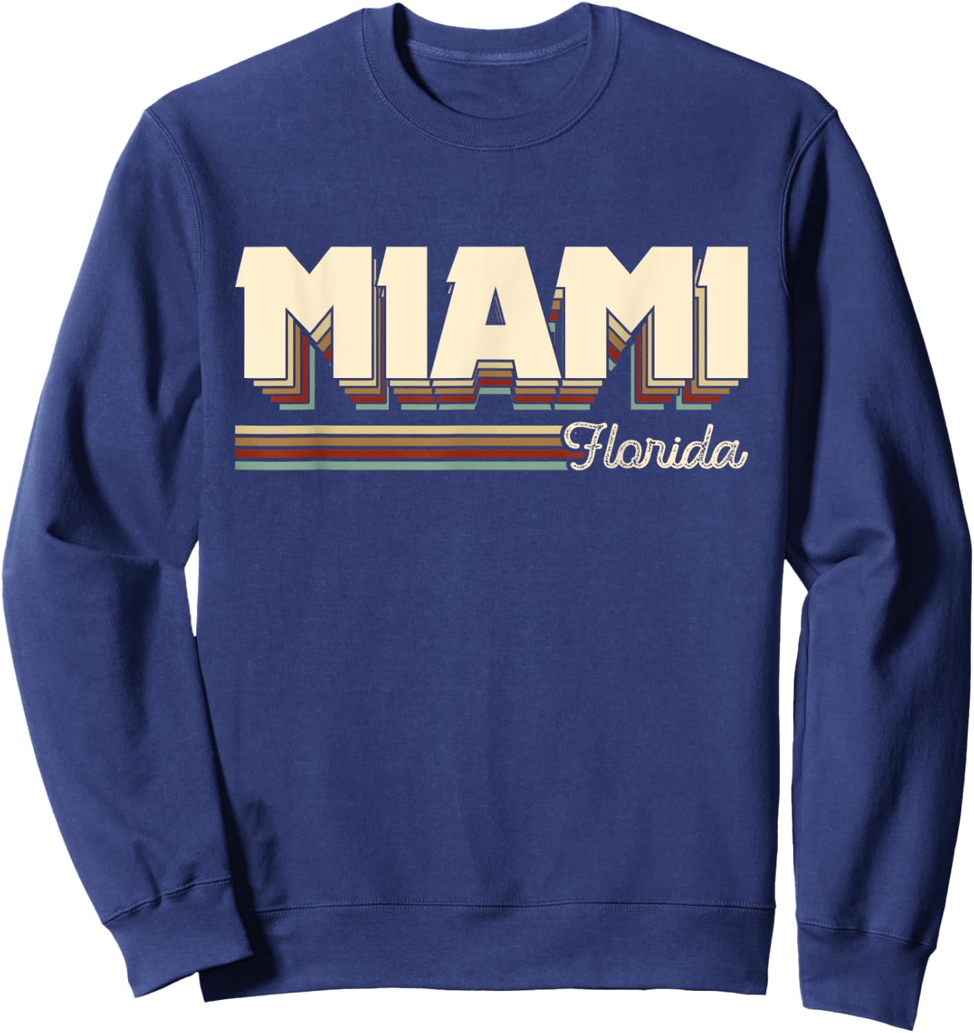 Retro 80s Miami Florida Beach Souvenir Gift Men Women Kids Sweatshirt - Sweatshirt | Navy