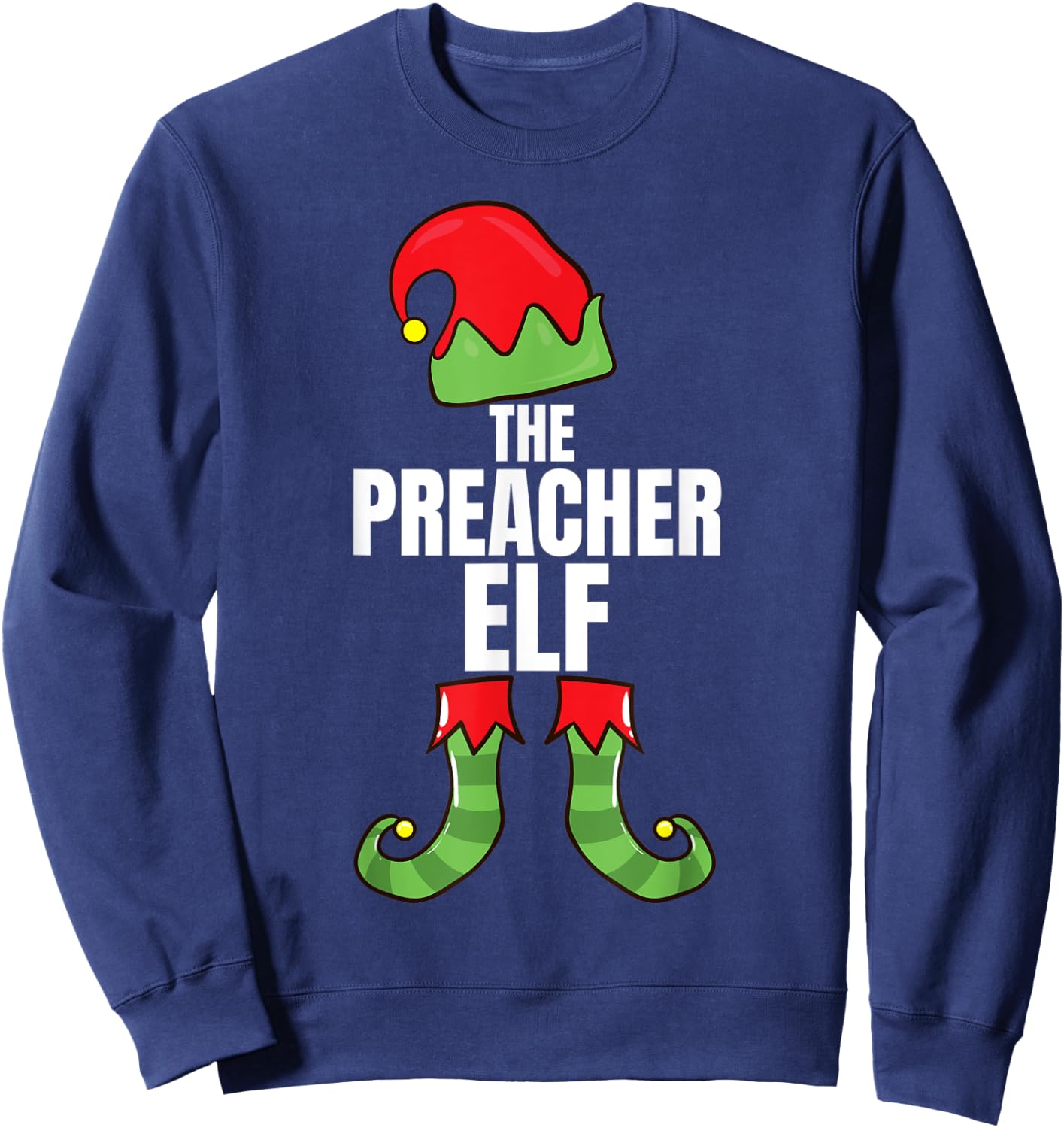 The Preacher Elf Matching Family Christmas Group Pajama Sweatshirt - Sweatshirt | Navy
