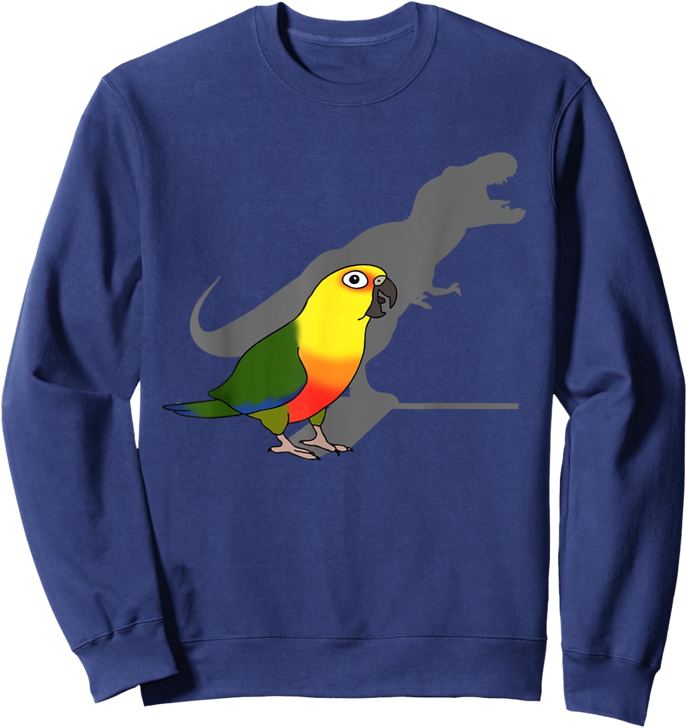 Birb Memes, Cute Dinosaur Parrot, Funny T-rex Jenday Conure Sweatshirt - Sweatshirt | Navy