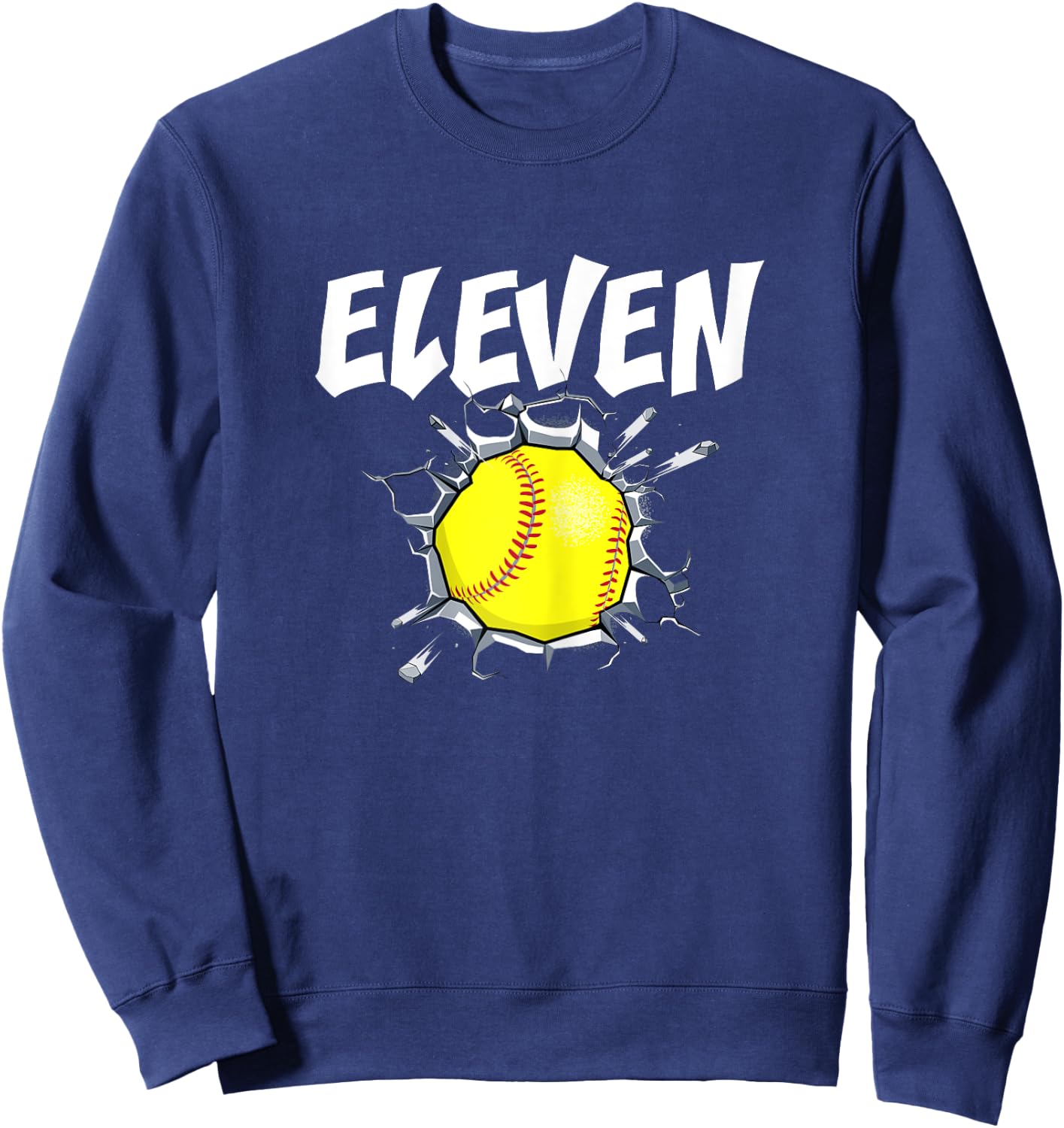 11 Year Old Softball Birthday Party Theme 11th Gift Girl Sweatshirt - Sweatshirt | Navy