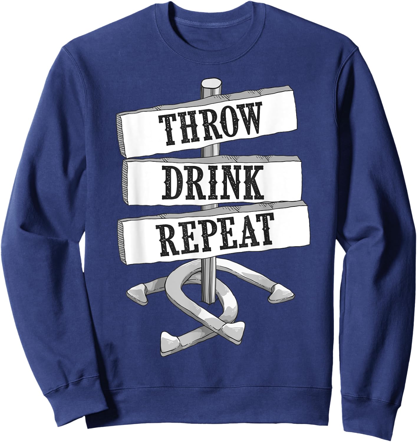 Funny Horseshoe Pitching Game Gift | Cute Throwers Men Women Sweatshirt - Sweatshirt | Navy