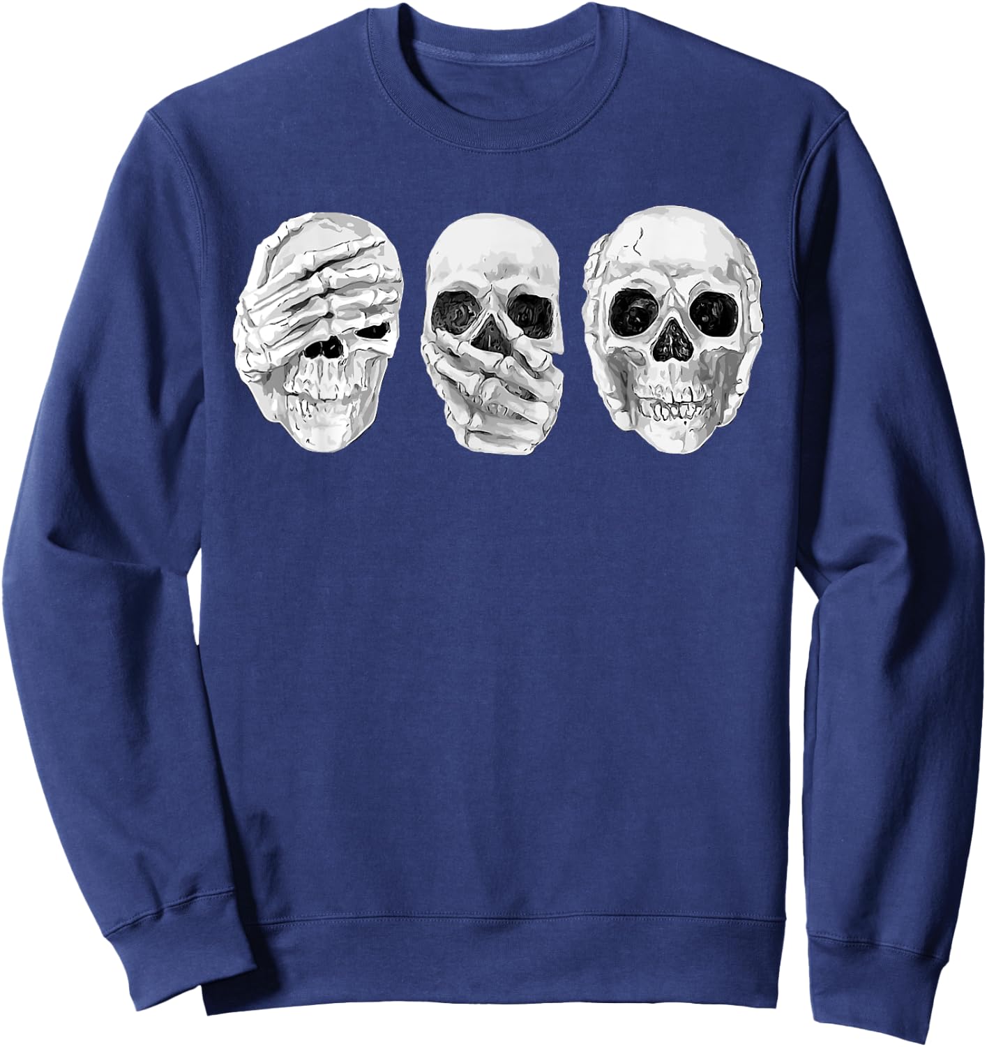 Hear See Speak No Evil Gothic Skulls Sweatshirt - Sweatshirt | Navy