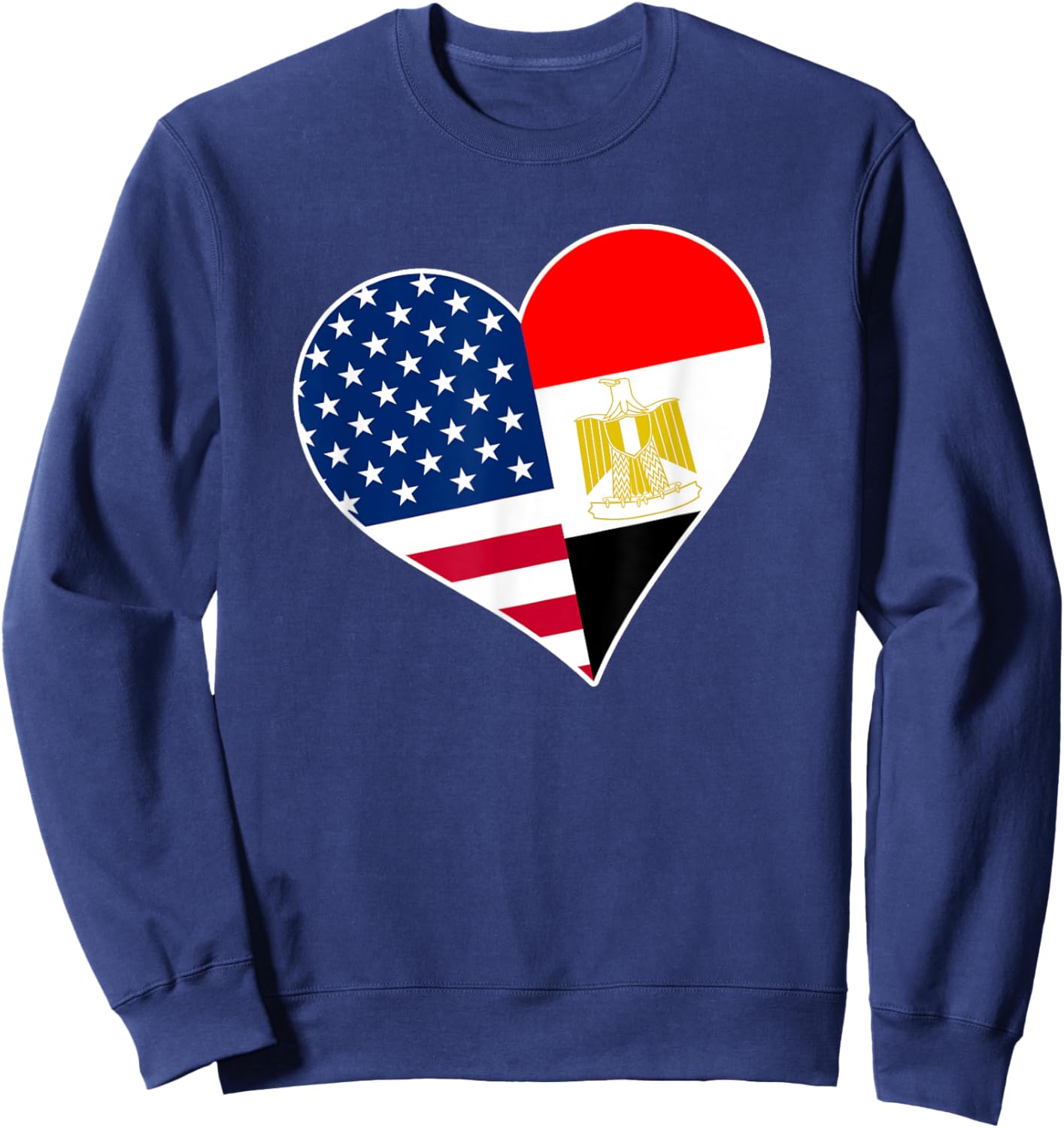 Egypt USA Heart Shirt Egyptian American Flag Sweatshirt - Sweatshirt | Navy