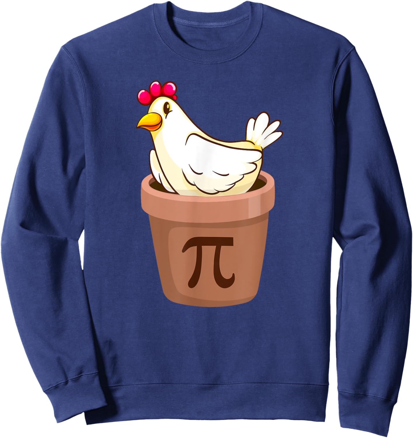 Chicken Pot Pi Day Funny Math pun Chicken Pi Day Cartoon Sweatshirt - Sweatshirt | Navy