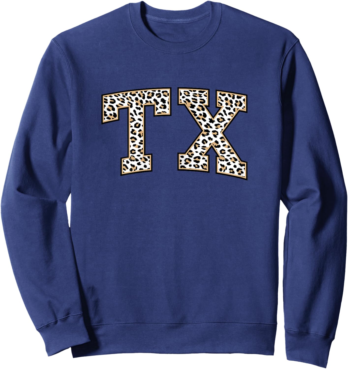 Texas | Stylish Leopard Print TX State Sweatshirt - Sweatshirt | Navy