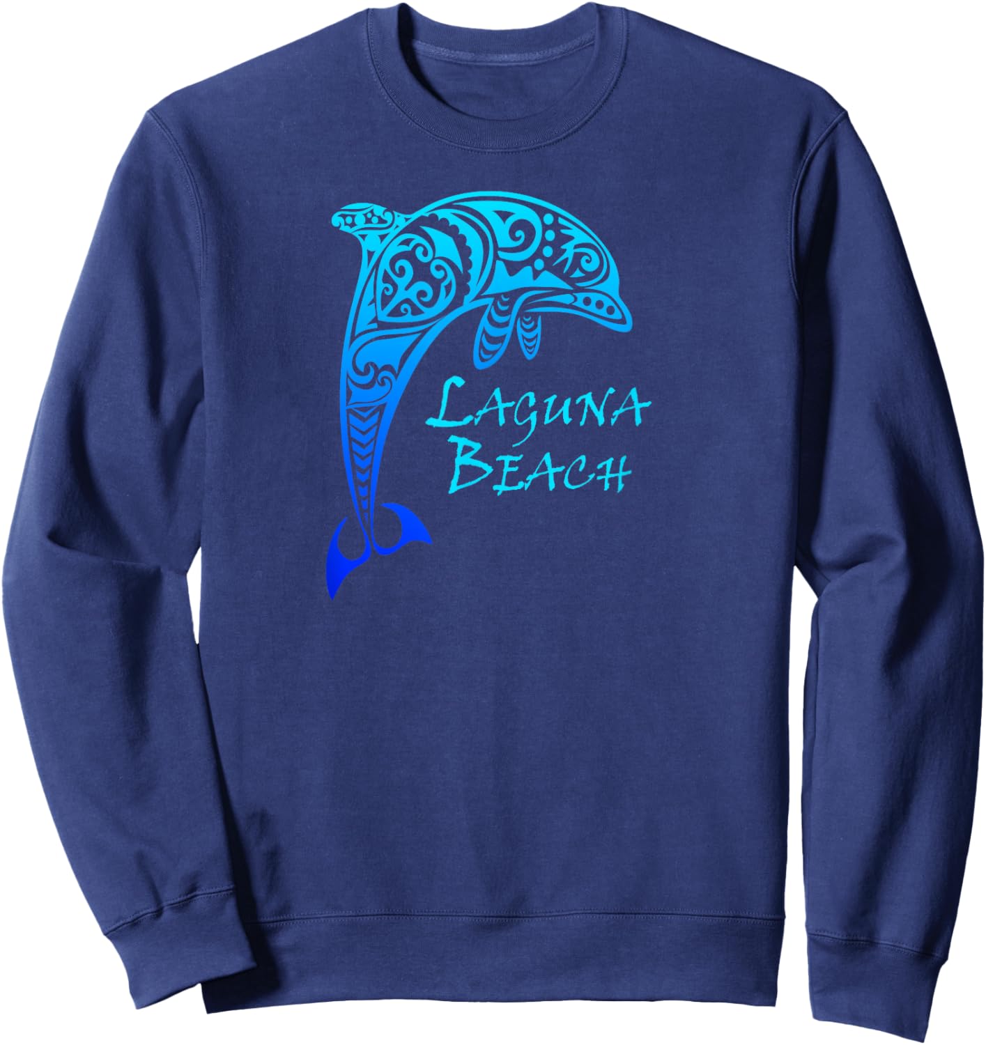 Laguna Beach, California Vintage Retro Tribal Dolphin Women Kids Sweatshirt - Sweatshirt | Navy