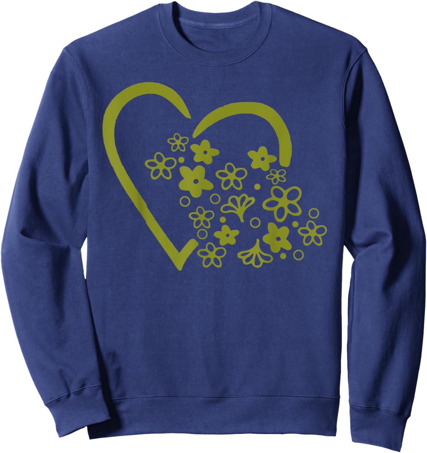 Daisy Spring Blossom Heart Vintage Pyrex (Green) Sweatshirt - Sweatshirt | Navy