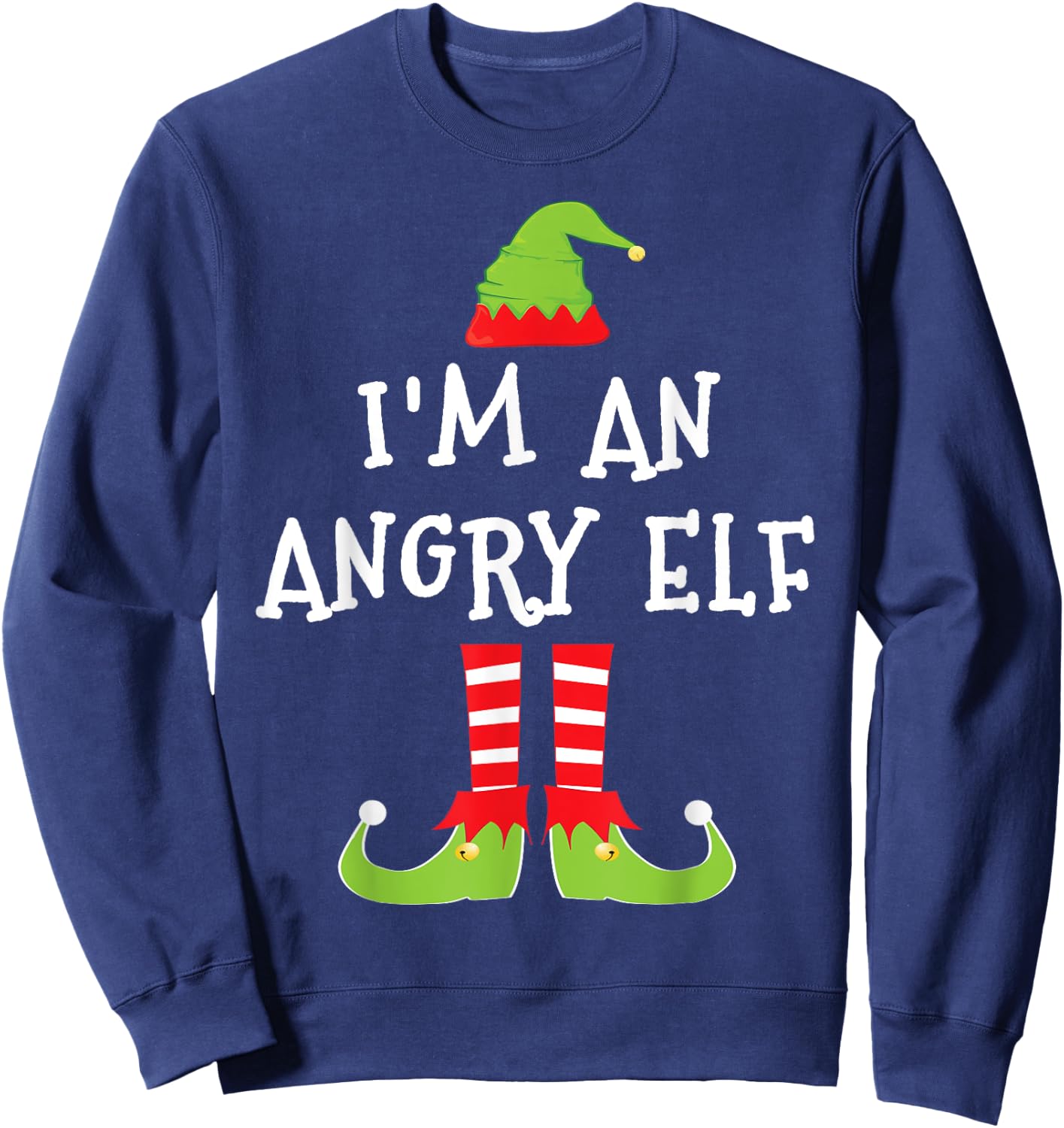 I'm An Angry Elf Matching Family Elf Christmas T Shirt Sweatshirt - Sweatshirt | Navy
