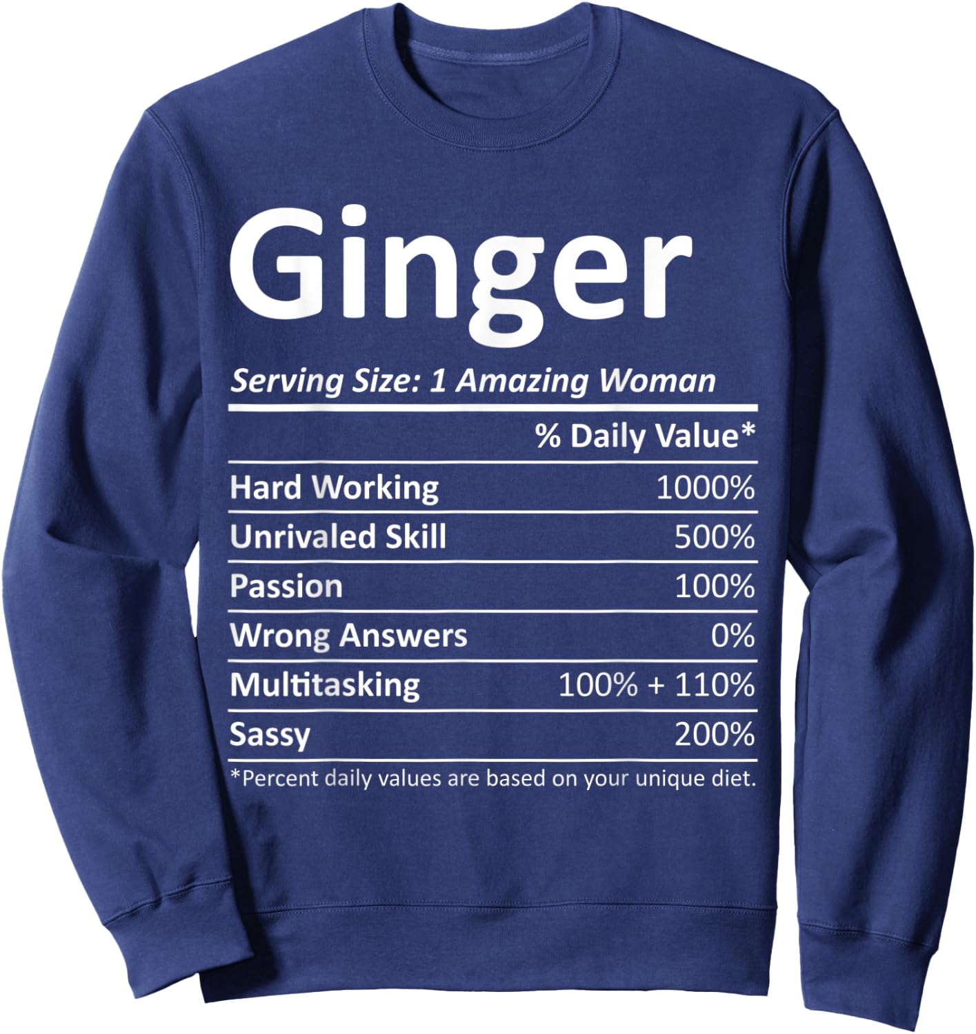 GINGER Nutrition Personalized Name Funny Christmas Gift Sweatshirt - Sweatshirt | Navy