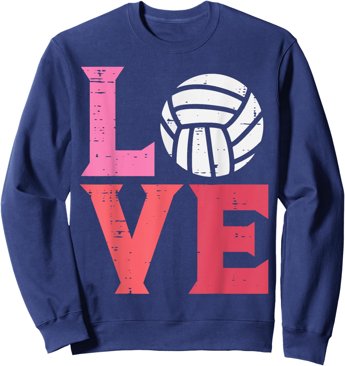 Pink Love Volleyball Cute Sports Coach Player Men Women Kids Sweatshirt - Sweatshirt | Navy
