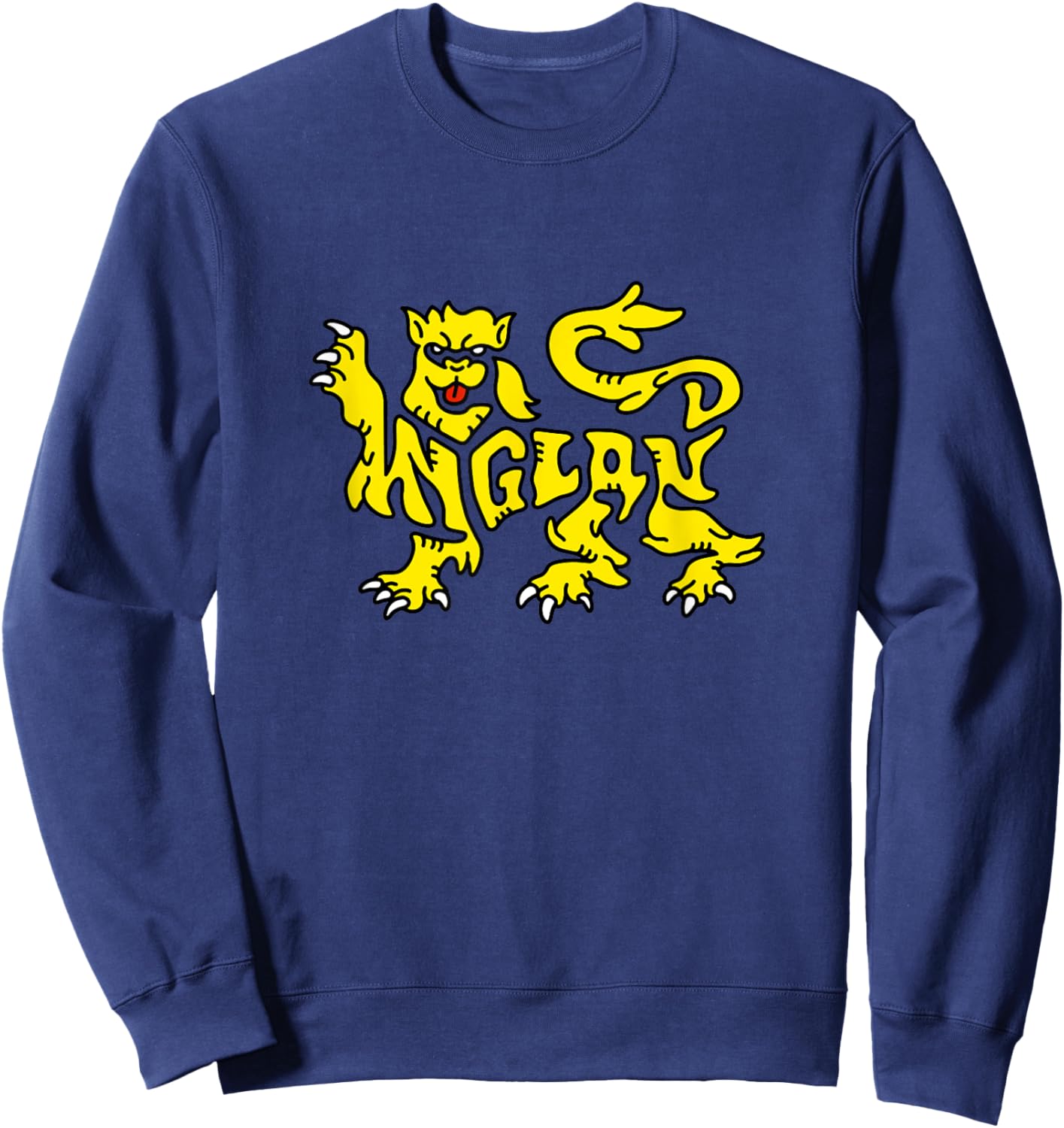 England Heraldic Lion Word Art - England Coat of Arms Animal Sweatshirt - Sweatshirt | Navy