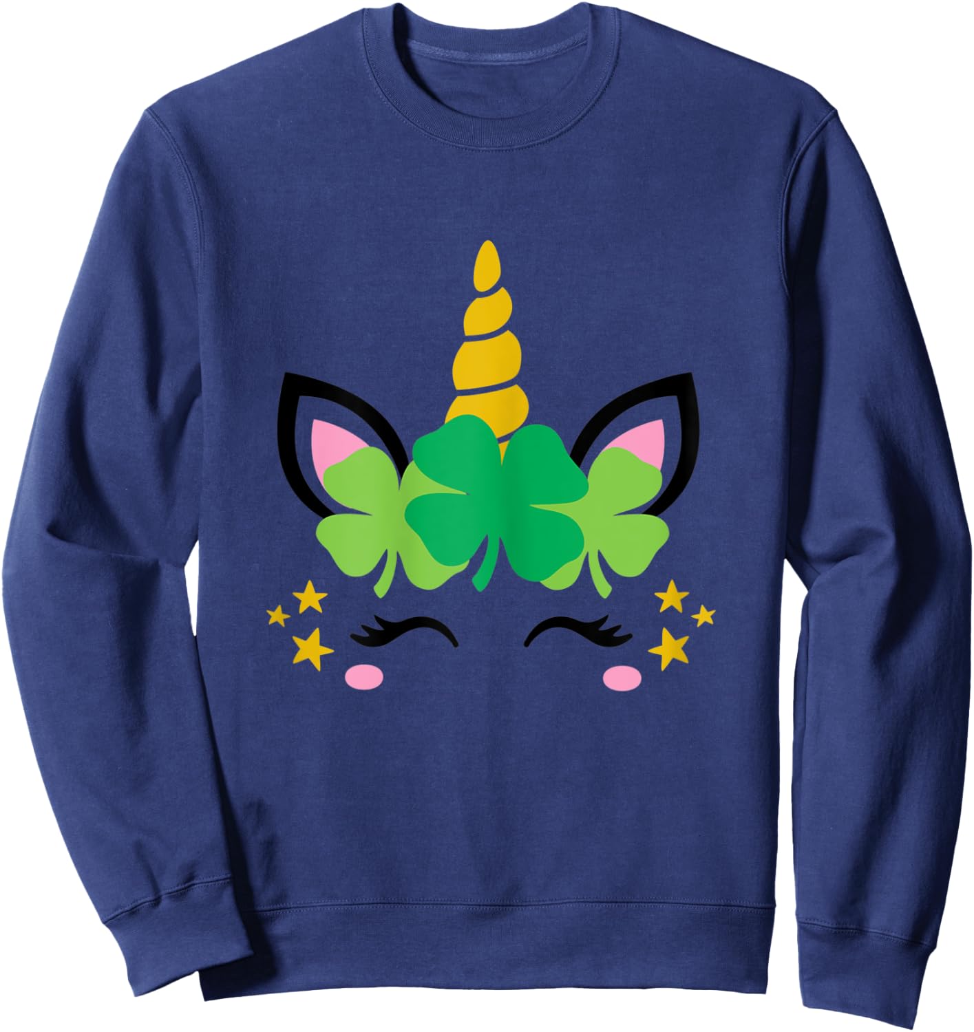 Unicorn Face St Patrick's Day Kids Girls Women Sweatshirt - Sweatshirt | Navy