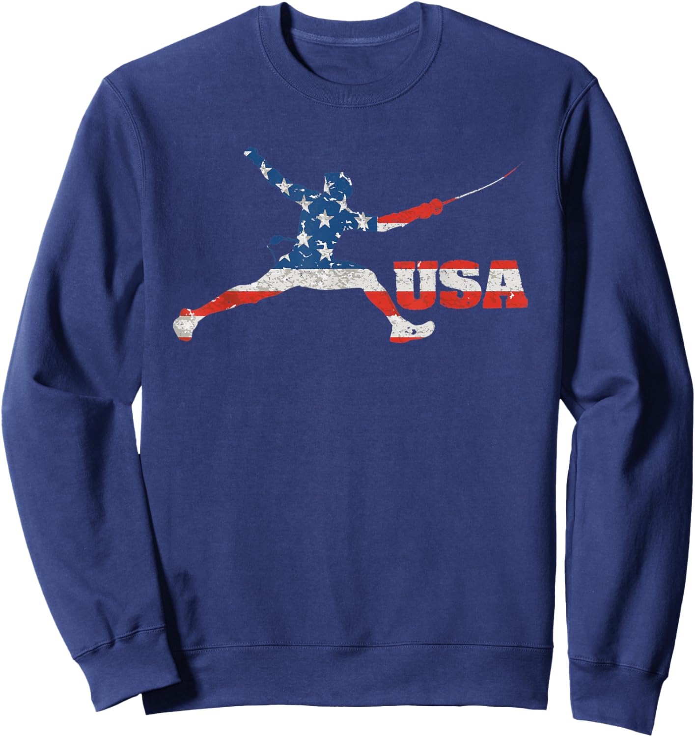 Fencing USA team American flag US Fencers epee men women Sweatshirt - Sweatshirt | Navy