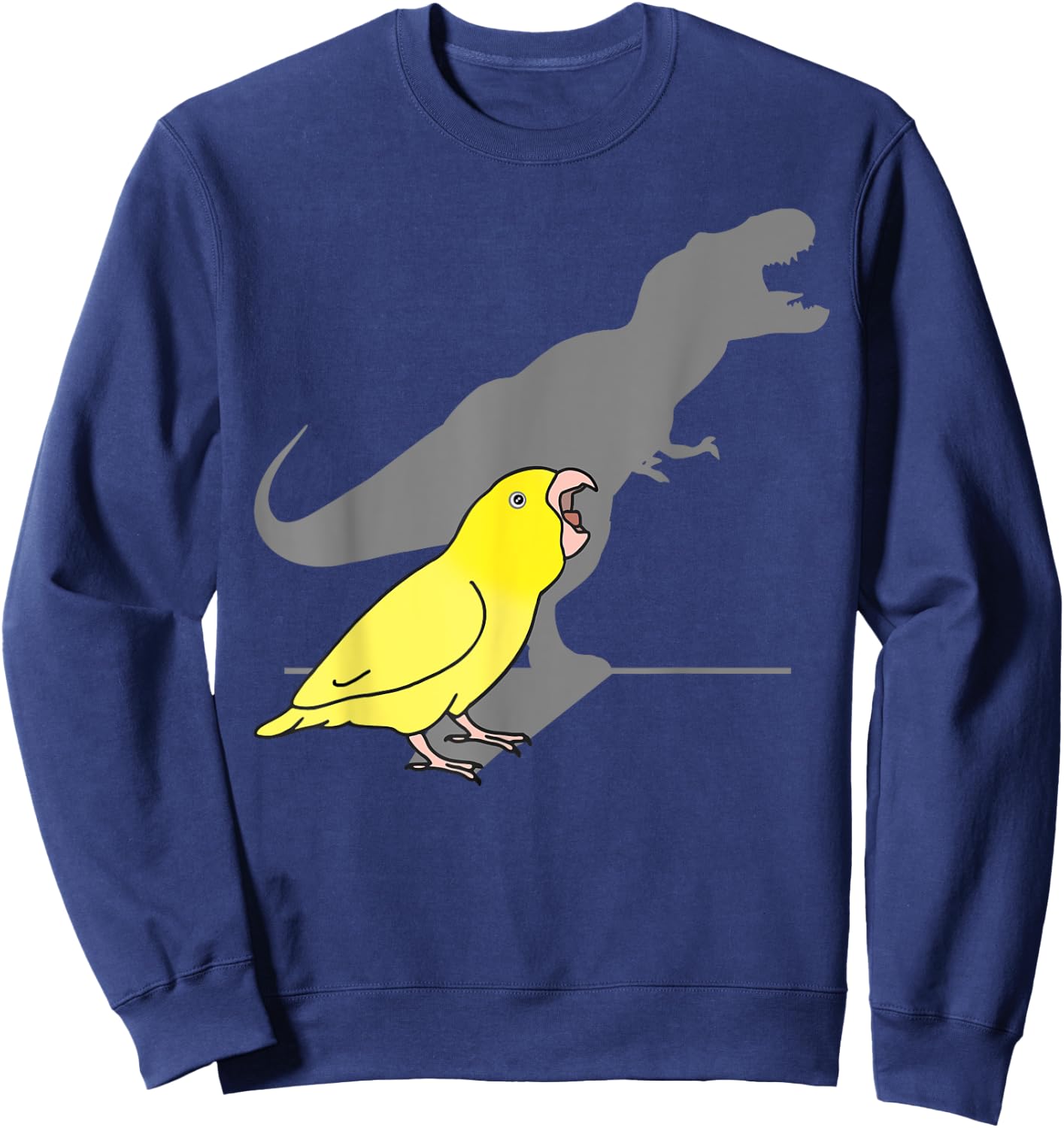 Cute Dinosaur parrot, Funny Bird, T-rex yellow parrotlet Sweatshirt - Sweatshirt | Navy