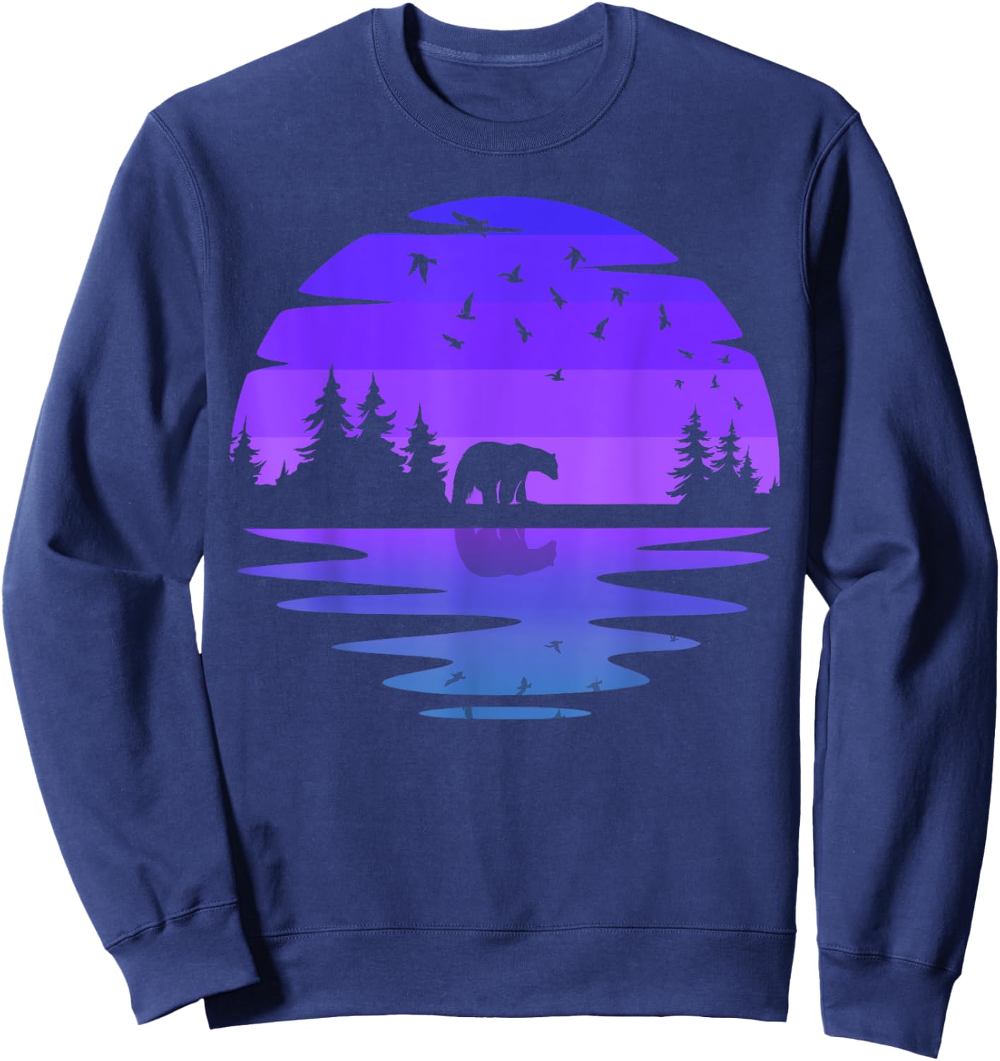 Birds Outdoors Wildlife Nature Animal Bear Forest Sweatshirt - Sweatshirt | Navy