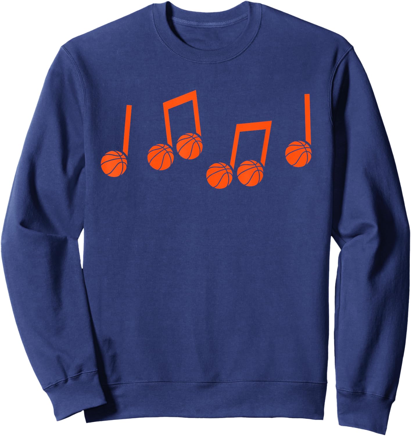 Music Notes Basketball Player Heart Lover Music Teacher Sweatshirt - Sweatshirt | Navy