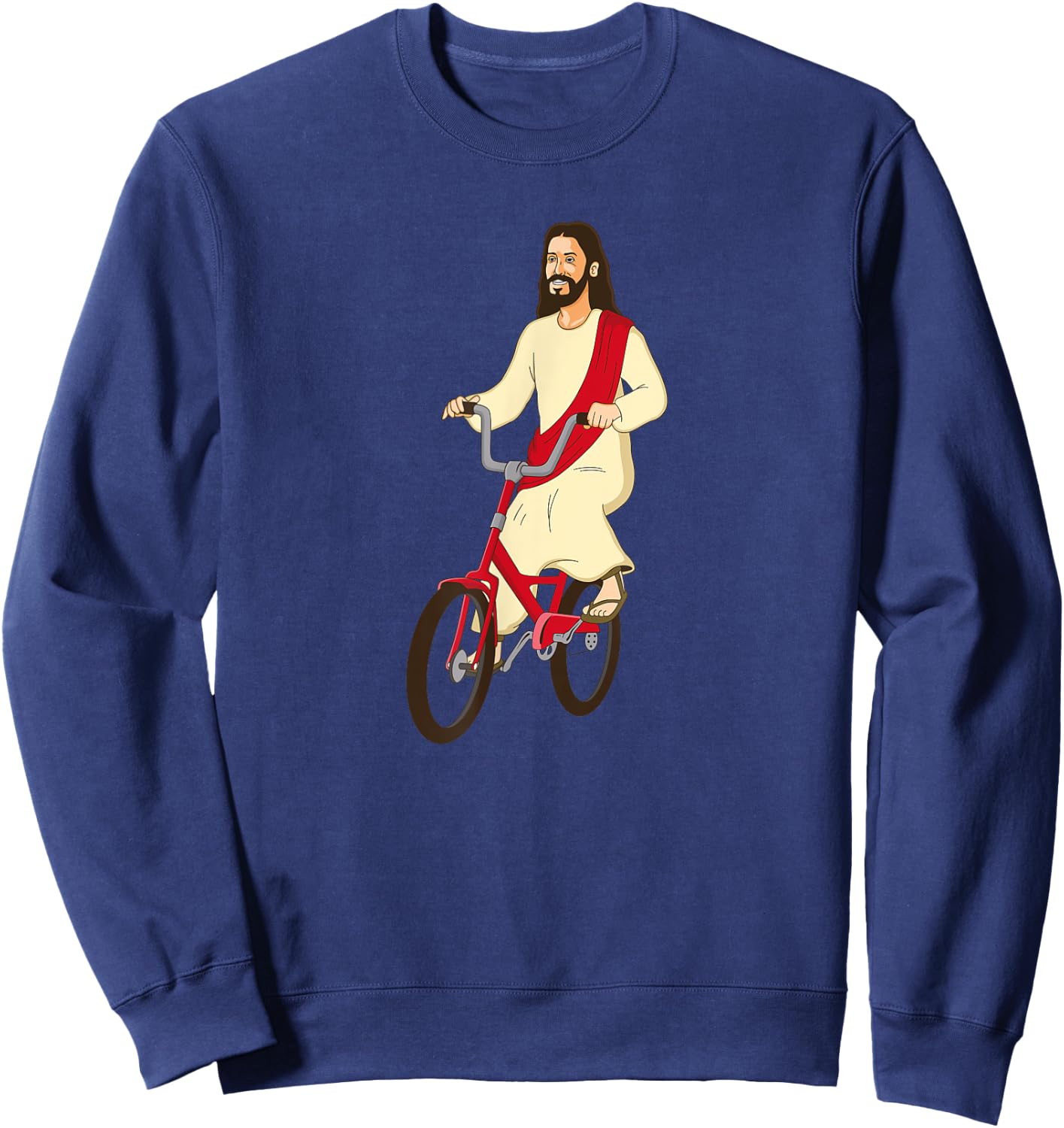 Fun Christ on a Bike Funny Lord God Jesus Church Cycle Gift Sweatshirt - Sweatshirt | Navy