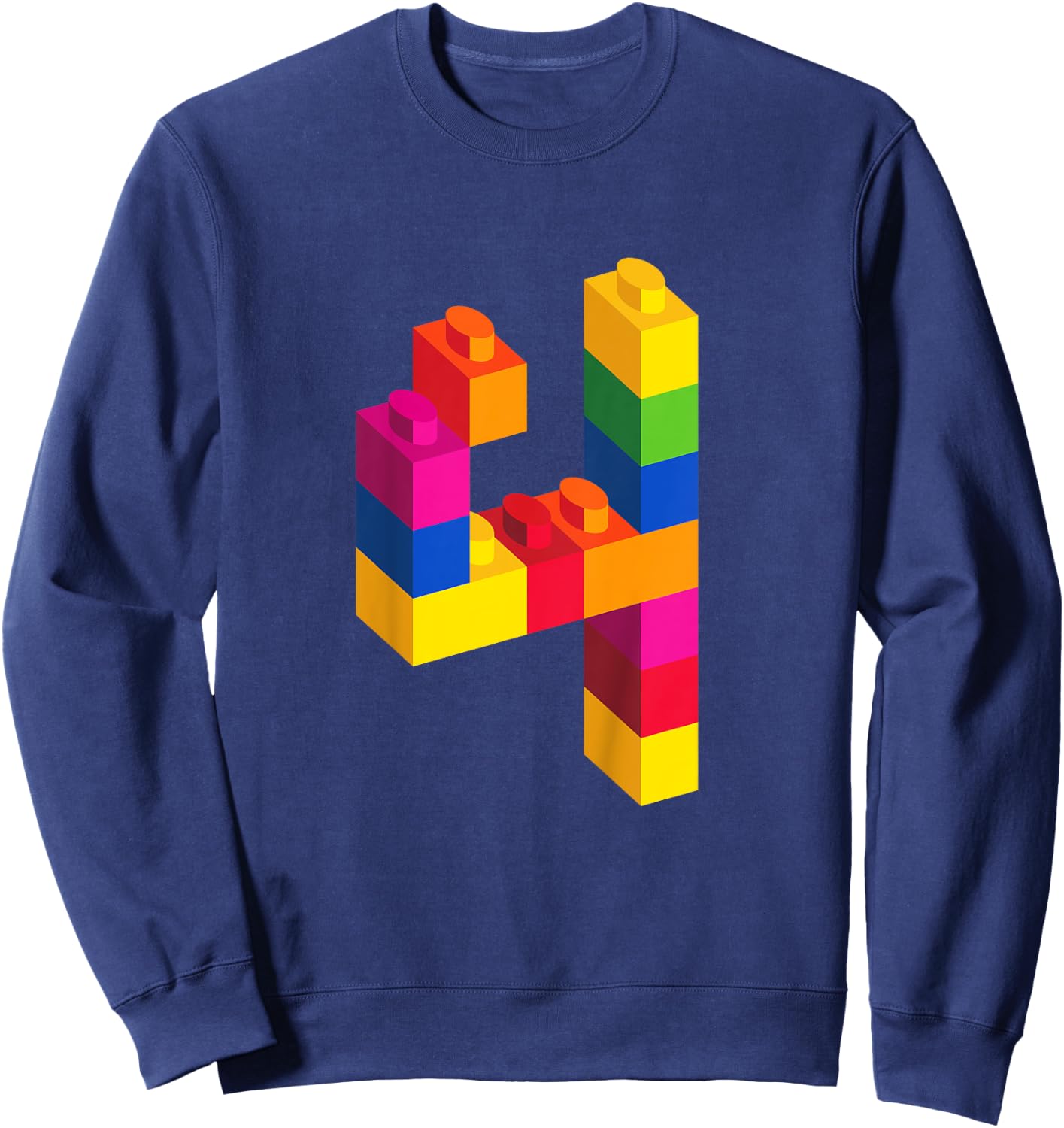 4 Year Old Building Blocks Birthday T Shirt Bricks 4th Gift Sweatshirt - Sweatshirt | Navy