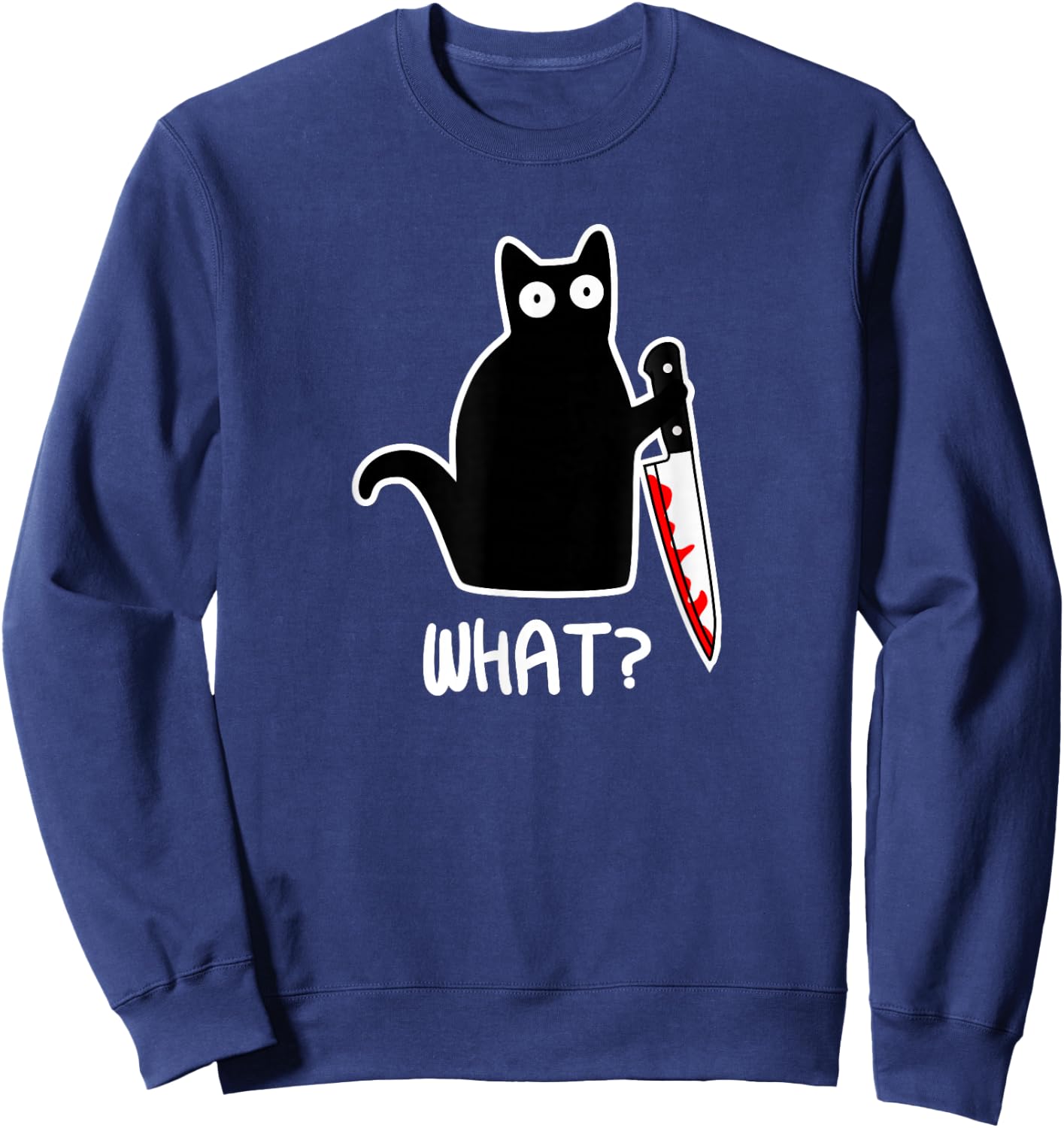 Joyouse Urban Style Murder Cat Gift - Adults - Black - Short Sleeve - Classic Fit - Cotton & Polyester - Machine Wash Sweatshirt - Sweatshirt | Navy