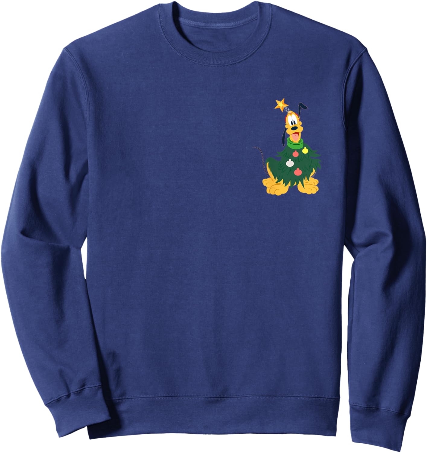 Disney Pluto Holiday Christmas Tree Costume Corner Art Sweatshirt - Sweatshirt | Navy