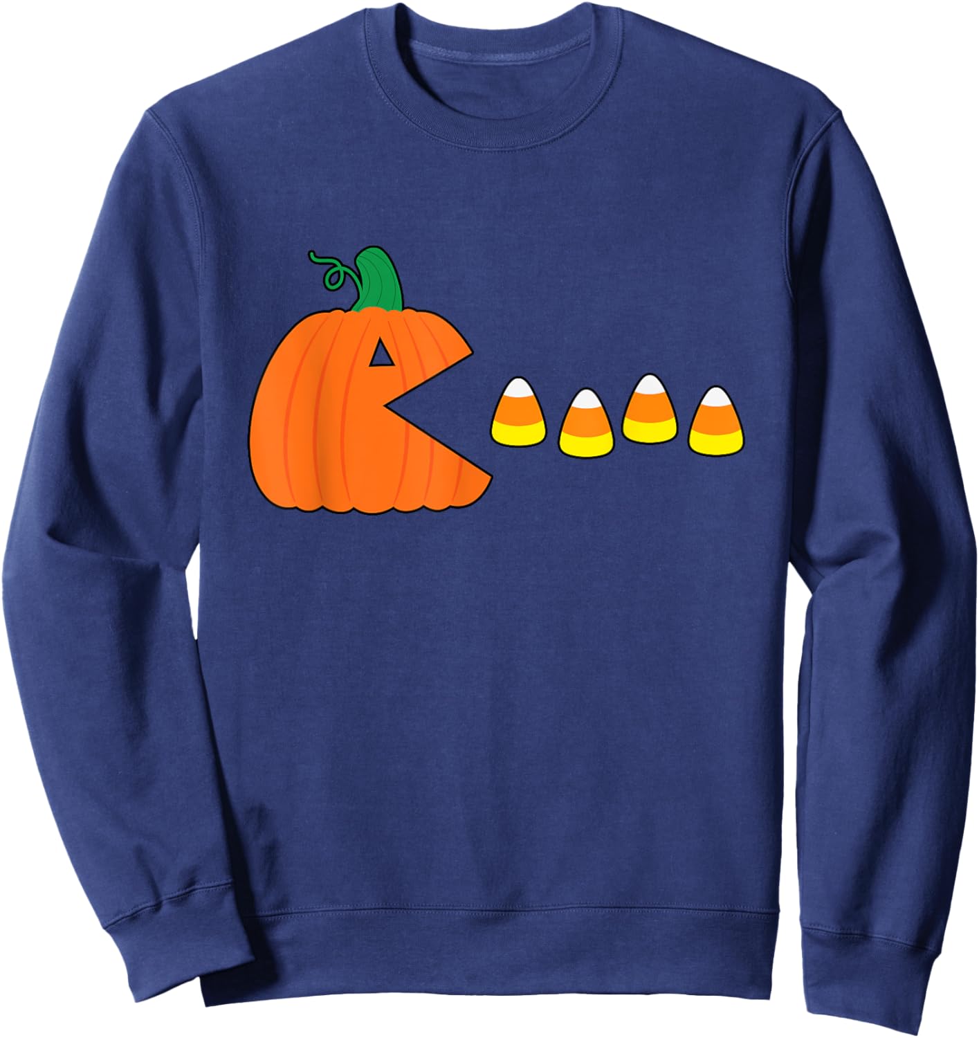 Funny Halloween Pumpkin Eating Candy Corn Halloween Gamer Sweatshirt - Sweatshirt | Navy
