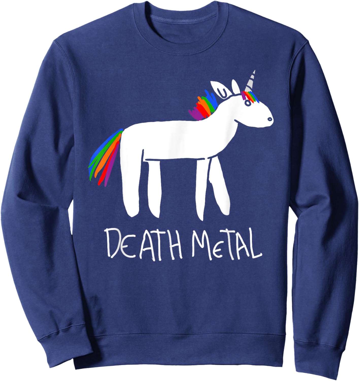 Death Metal Unicorn Funny Goth Kidcore Meme Sarcastic Ironic Sweatshirt - Sweatshirt | Navy