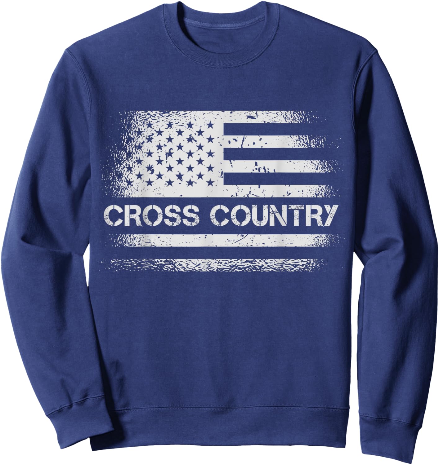 USA Flag Cross Country - American US Cross Country Running Women Girls Kids Men Sweatshirt - Sweatshirt | Navy