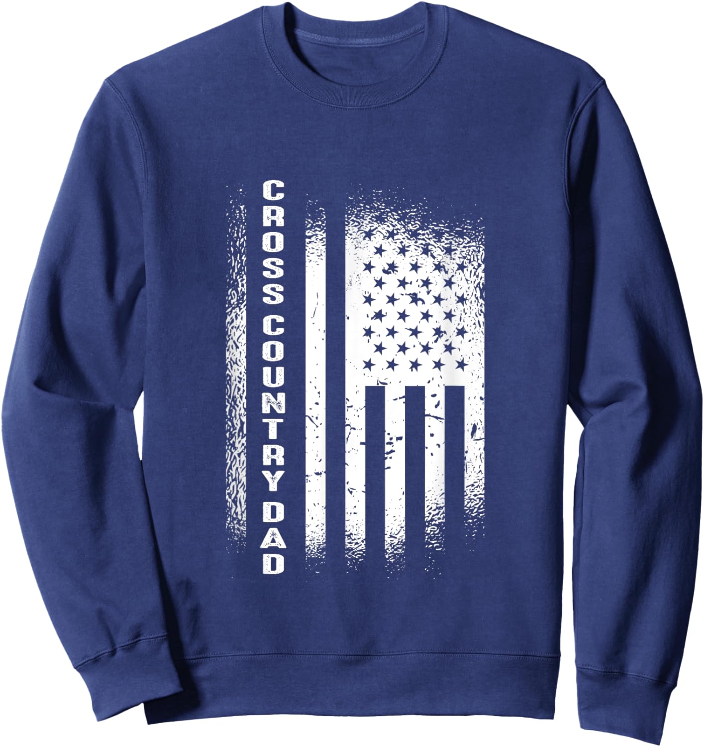 Cross Country Dad Running Vintage American Flag XC Runner Sweatshirt - Sweatshirt | Navy