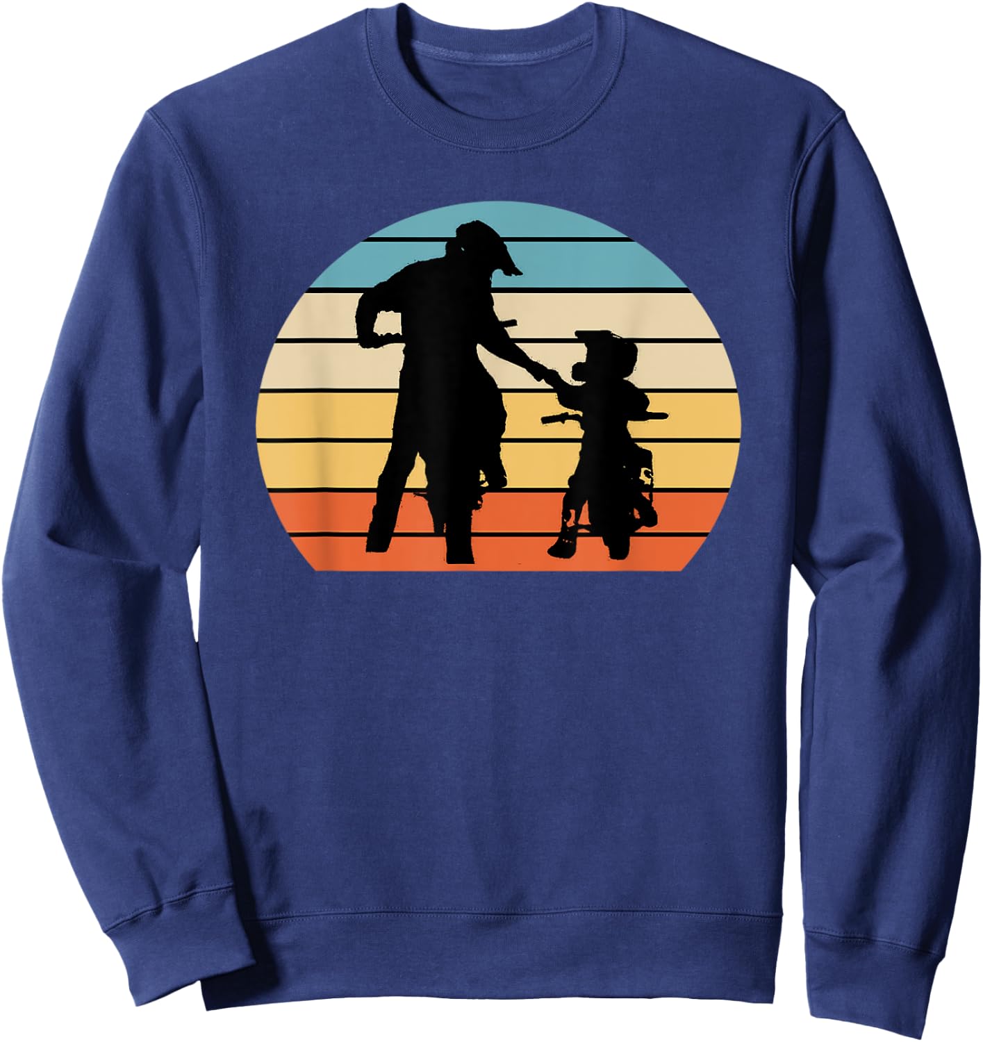 Father and Son Braaap Motocross Off-Roading Retro Sunset Sweatshirt - Sweatshirt | Navy