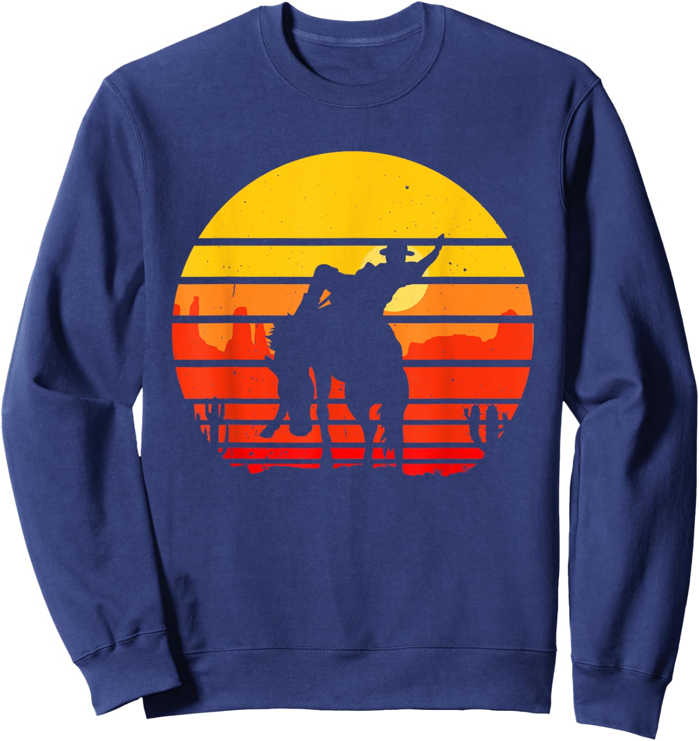 Retro Horse Riding Cowboy Vintage Western Country Horse Sweatshirt - Sweatshirt | Navy