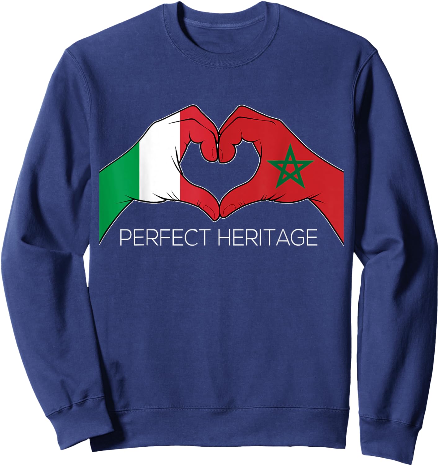 Italy and Morocco Heart Heritage Perfect Italian Moroccan Sweatshirt - Sweatshirt | Navy