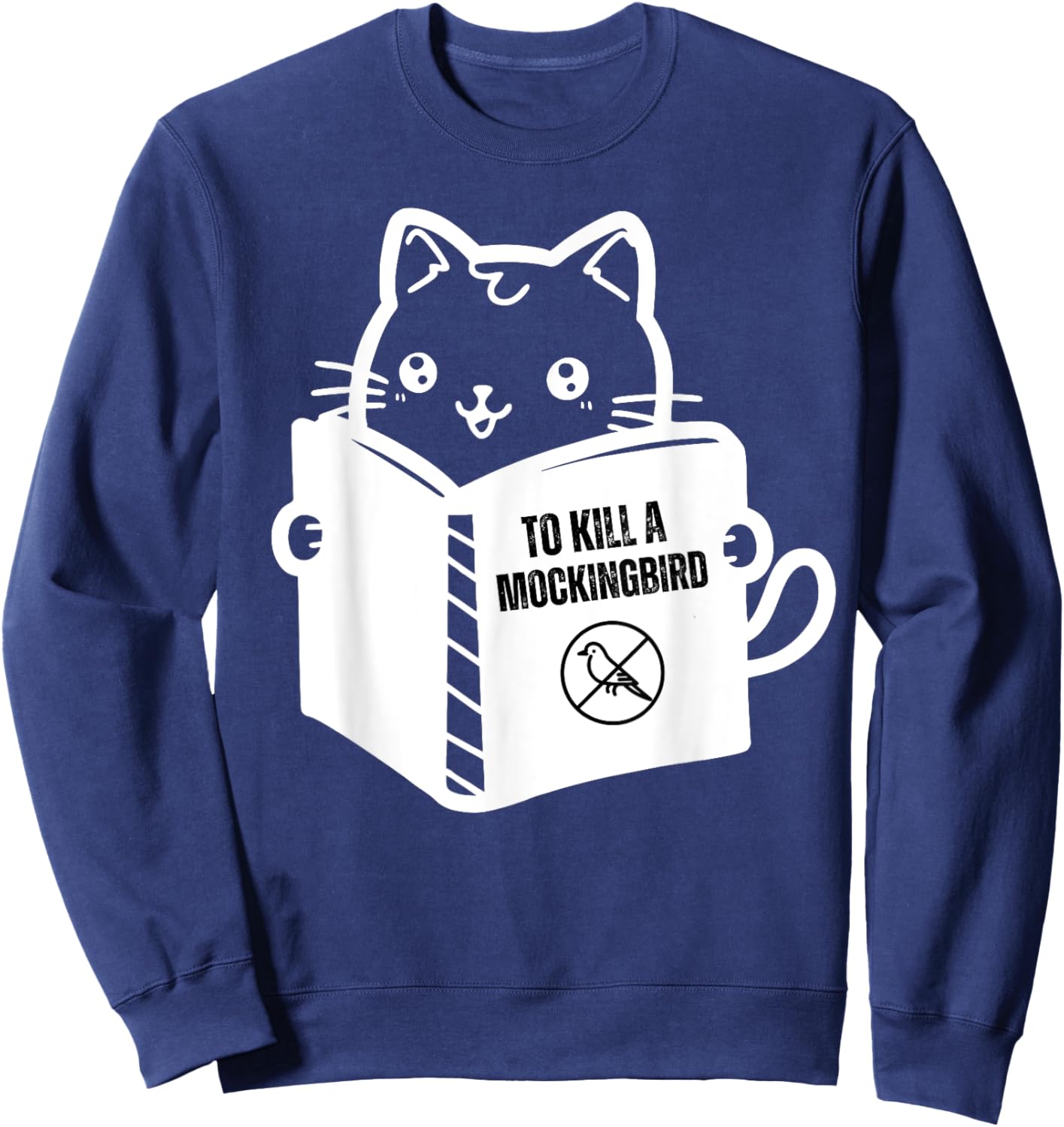 Funny cat reading to kill a mockingbird Sweatshirt - Sweatshirt | Navy
