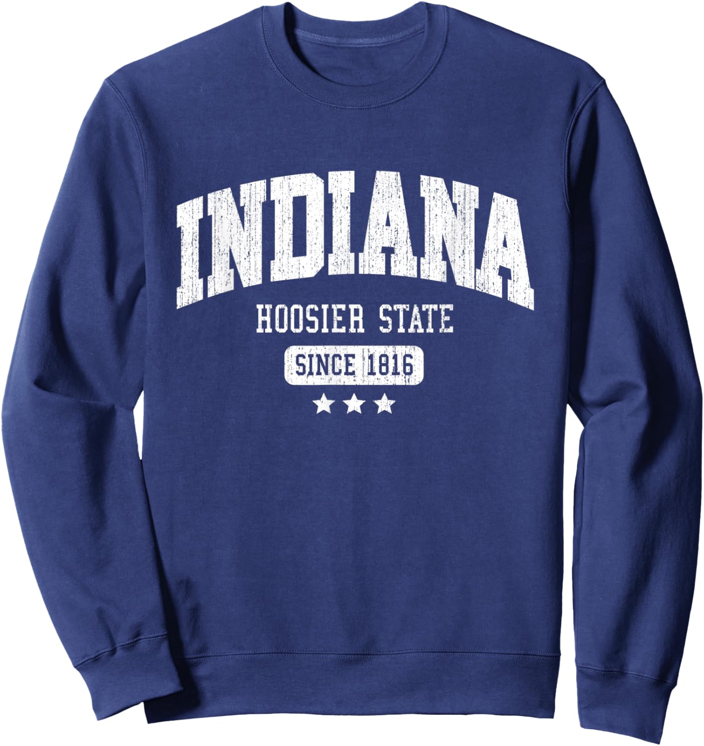 Vintage Indiana Hoosier State Athletic White Rough Text Sweatshirt - Sweatshirt | Navy