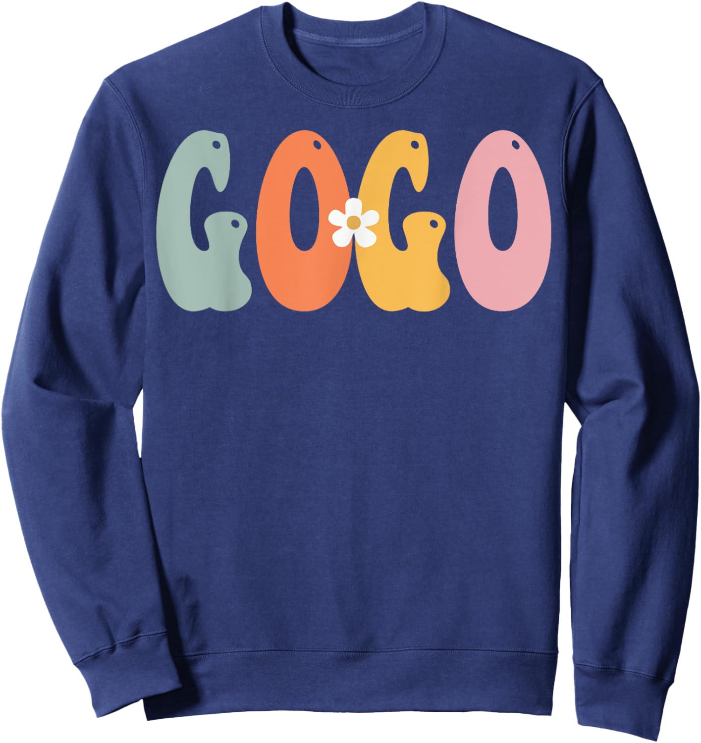 NorthPole Attire GOGO Retro Groovy Print Mom Cute Mother's Day Funny Grandma Sweatshirt - Sweatshirt | Navy