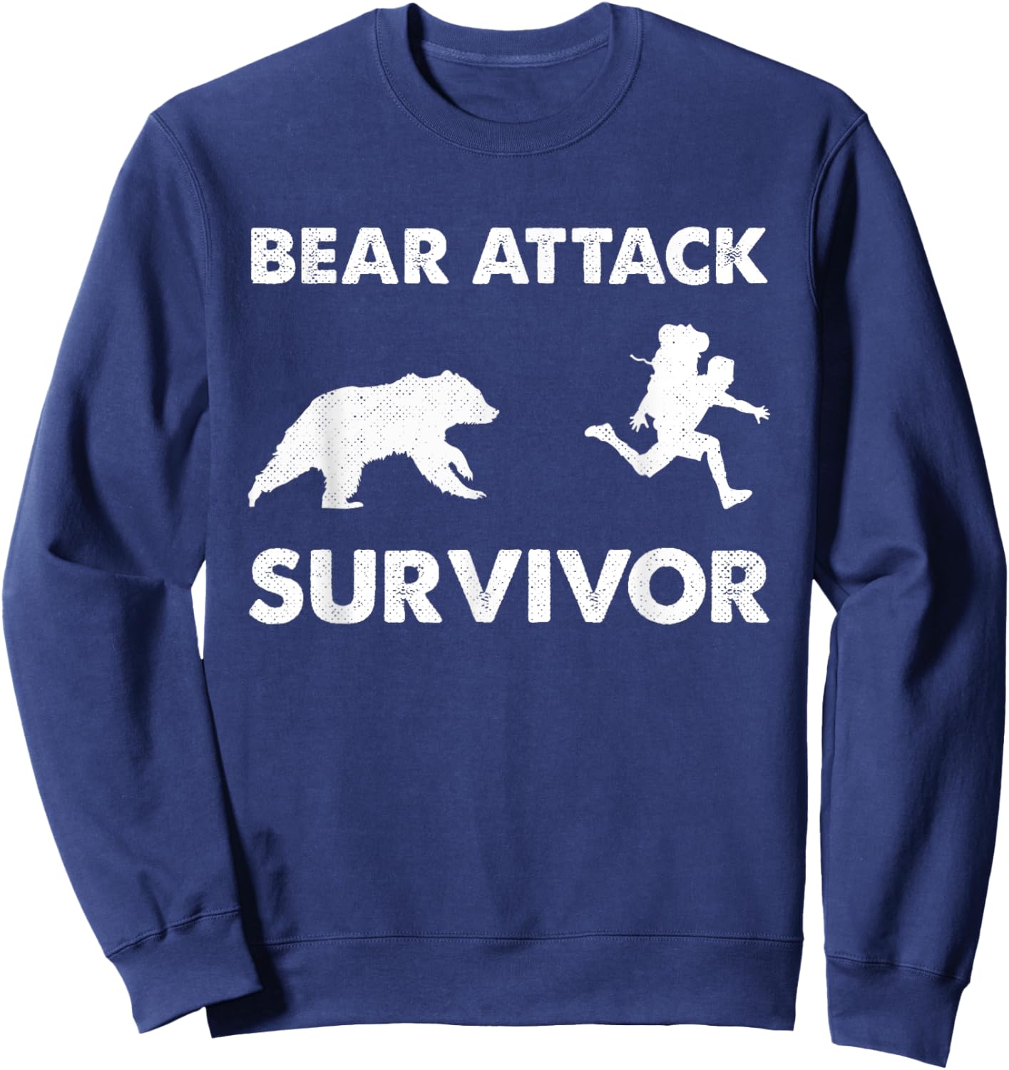 Bear Attack Survivor Funny Retro Outdoors Hiker Comper Biker Sweatshirt - Sweatshirt | Navy