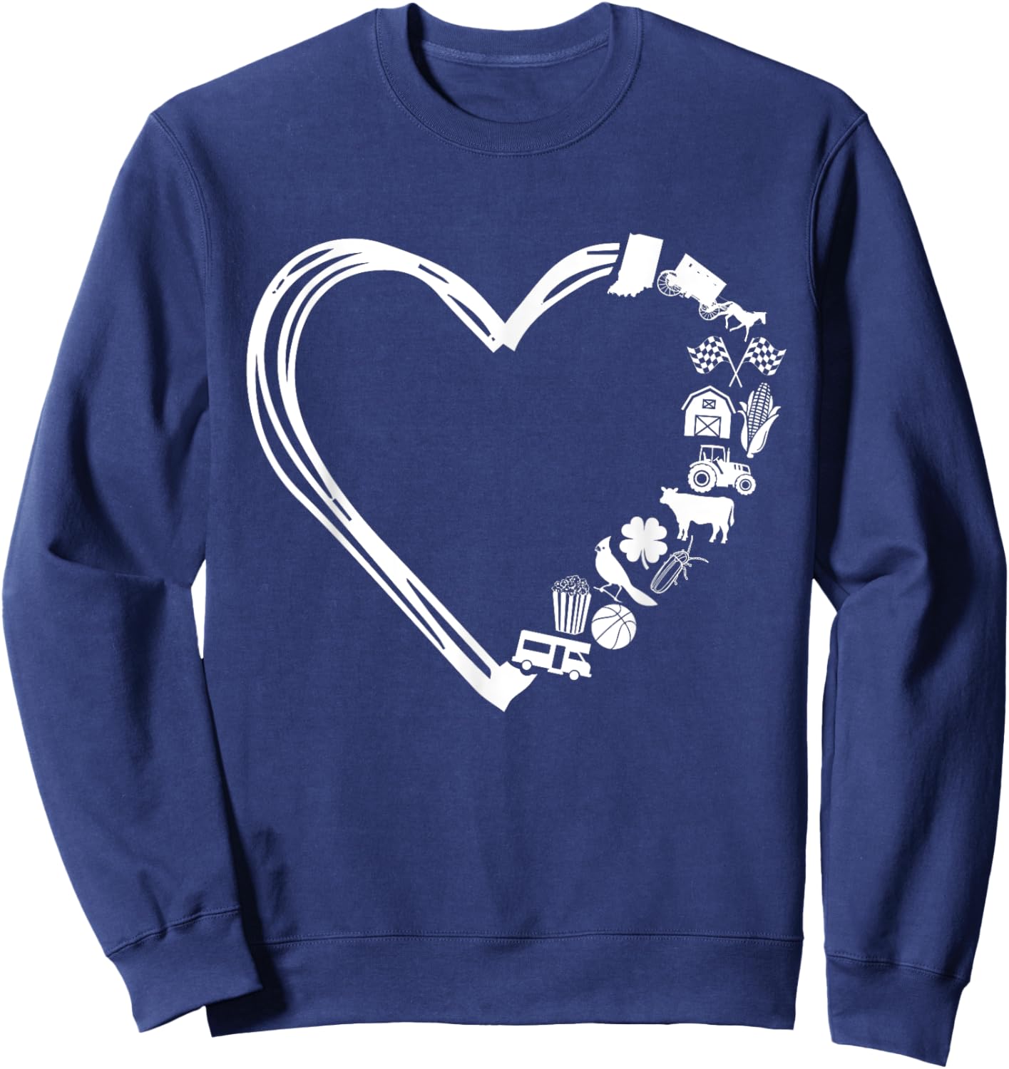 I Love the State of Indiana Heart Sweatshirt - Sweatshirt | Navy