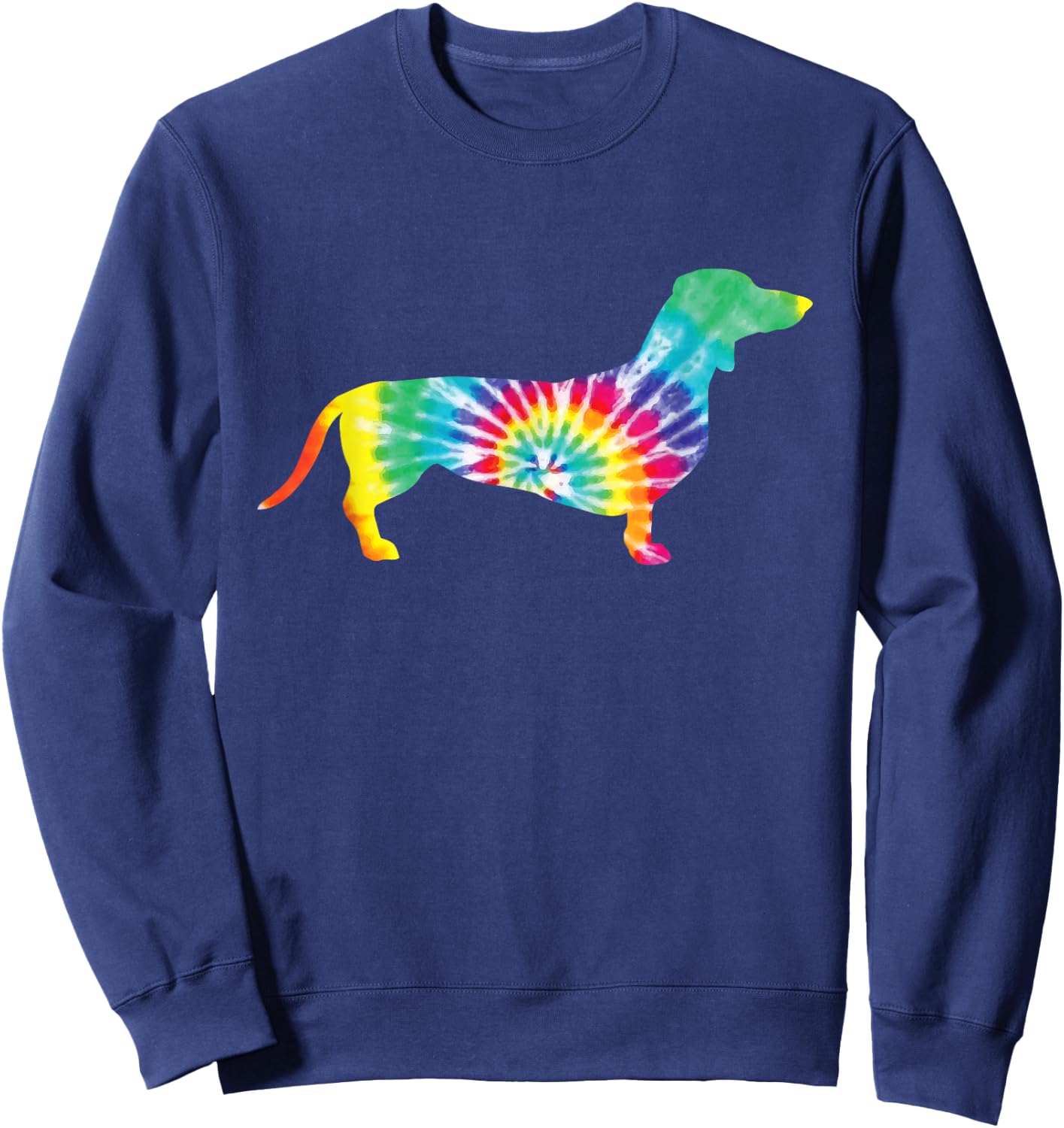 Tie Dye Dog Shirt Hippie Dachshund Retro Puppy Gift Men Women Girls Kids Sweatshirt - Sweatshirt | Navy
