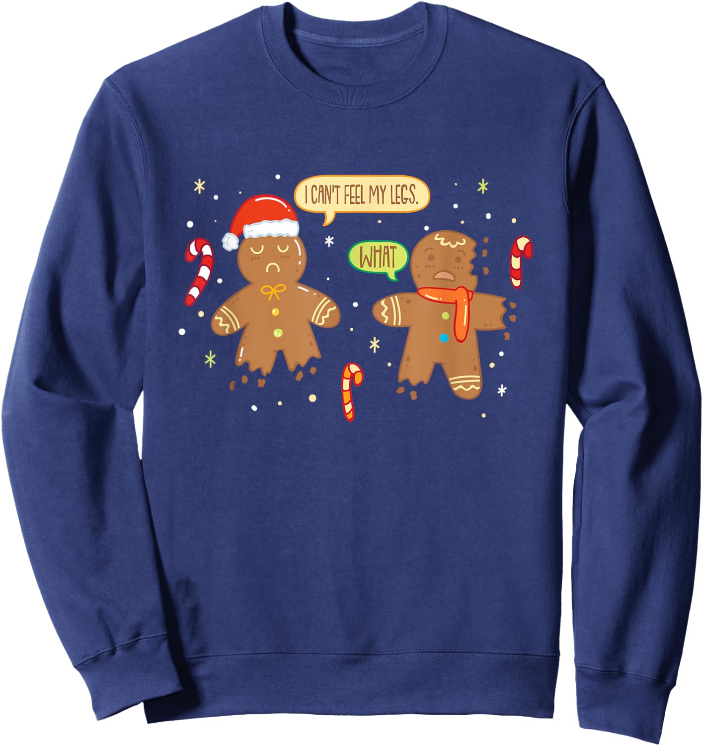 Funny Gingerbread Man - Cute Christmas Cookie Gingerbread Sweatshirt - Sweatshirt | Navy