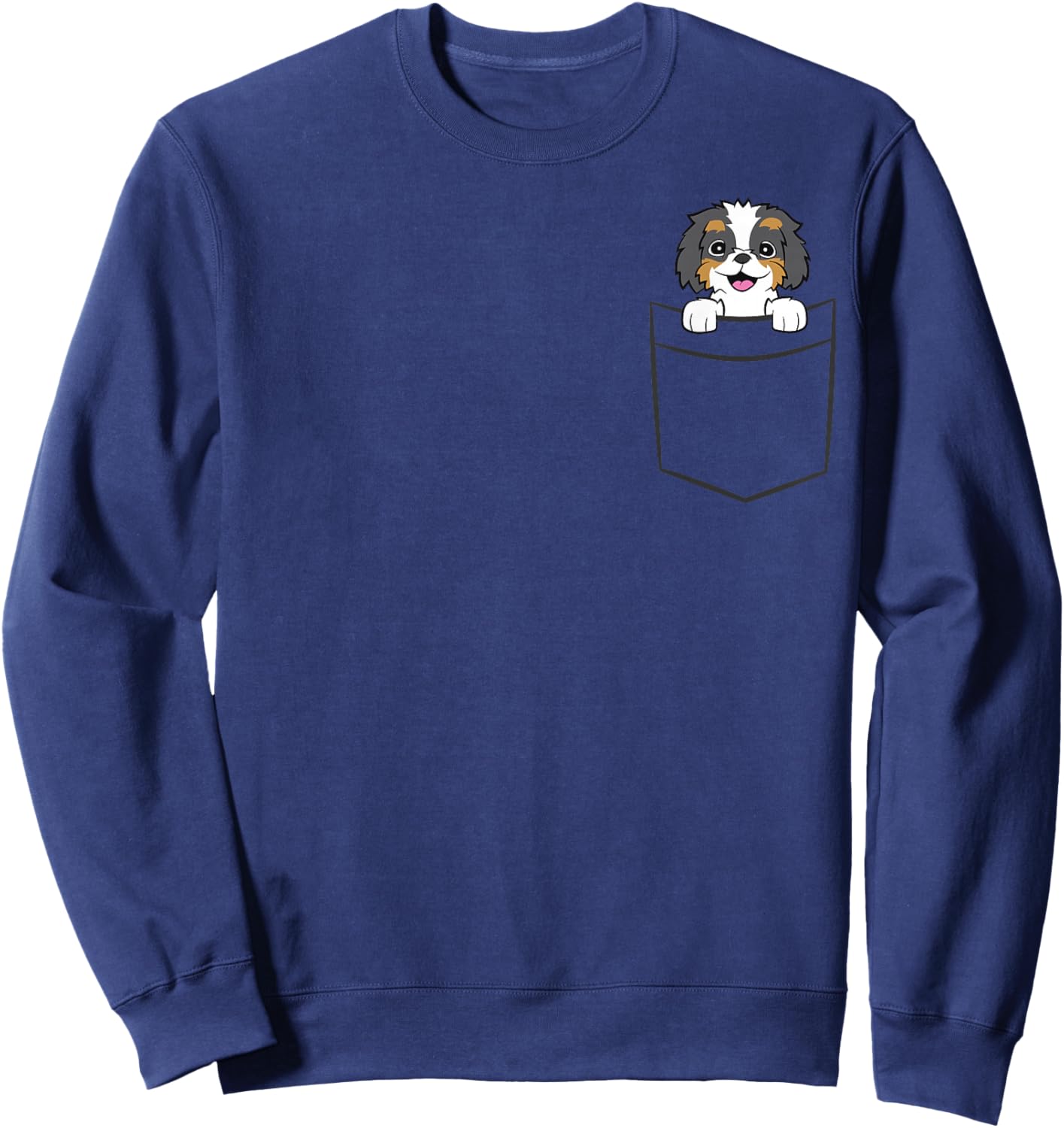 Bernedoodle Dog In A Pocket Cute Pocket Bernedoodle Sweatshirt - Sweatshirt | Navy